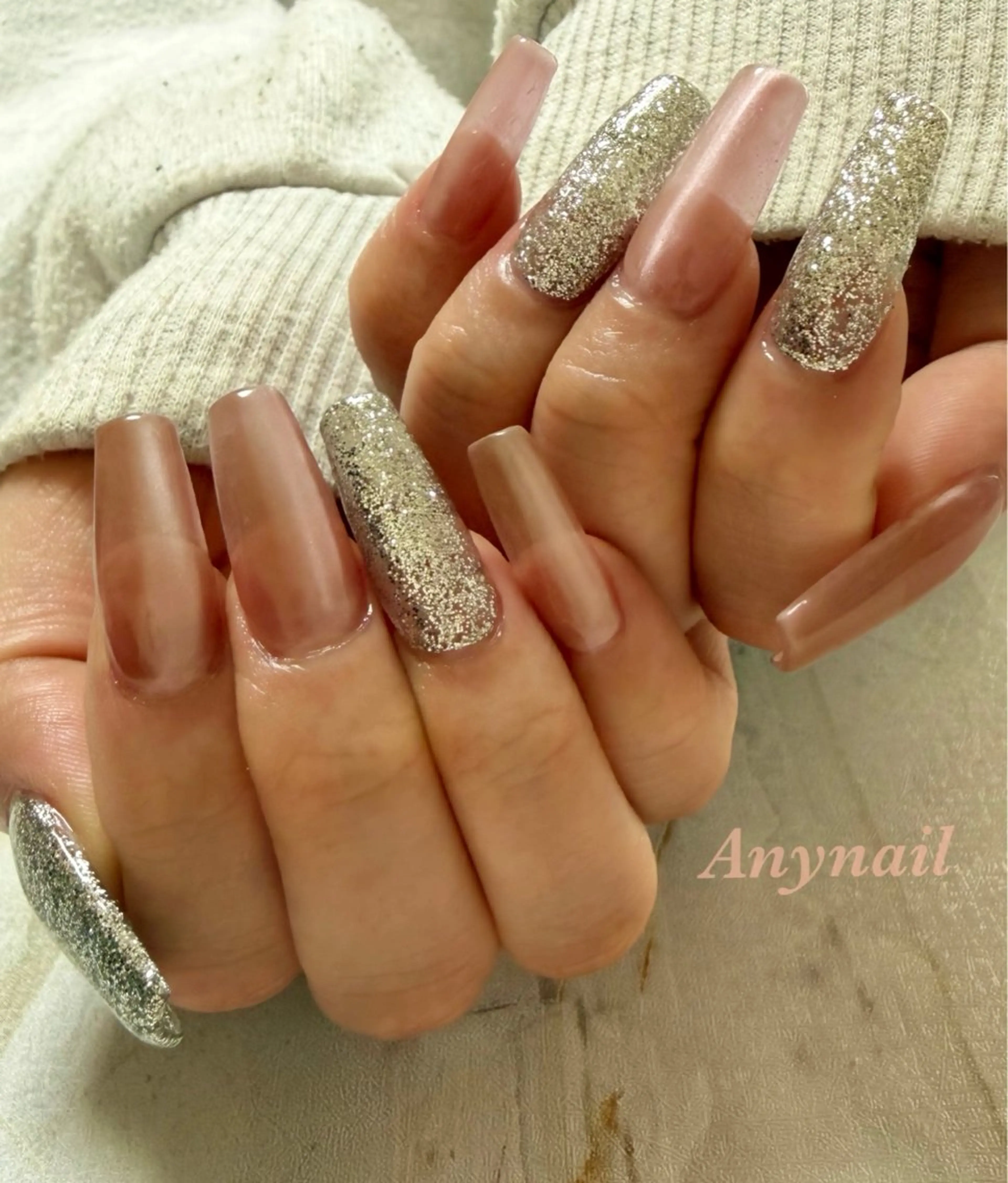 ネイル ブルー クリアネイル ラメ(グリッター) マグネットネイル ワンカラーネイル ハンドネイル 岩澤 恵子のネイルデザイン