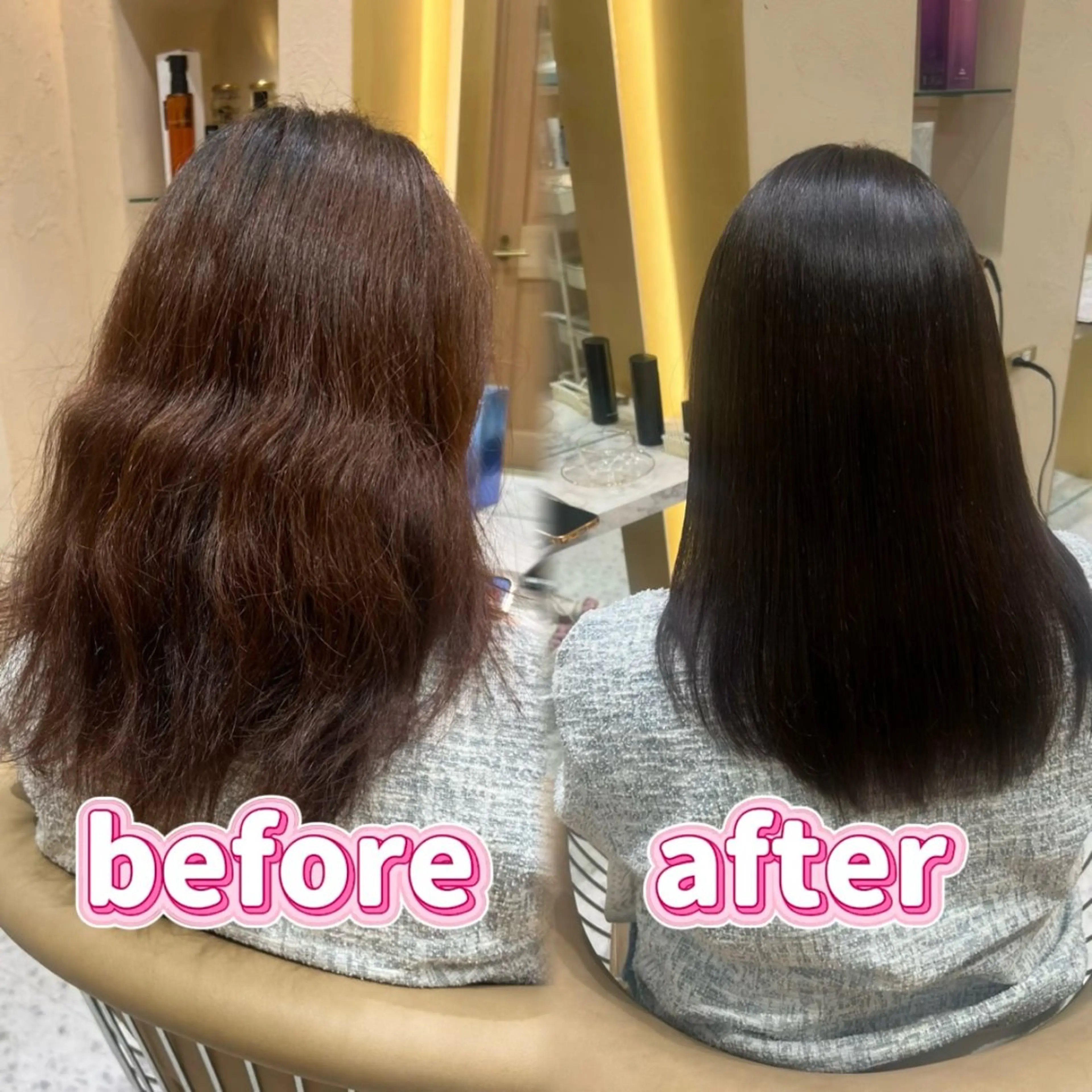 ミディアム カット ヘアカラー 縮毛矯正 トリートメント 名古屋/髪質改善/ 透明感SHIZUKAのヘアスタイル