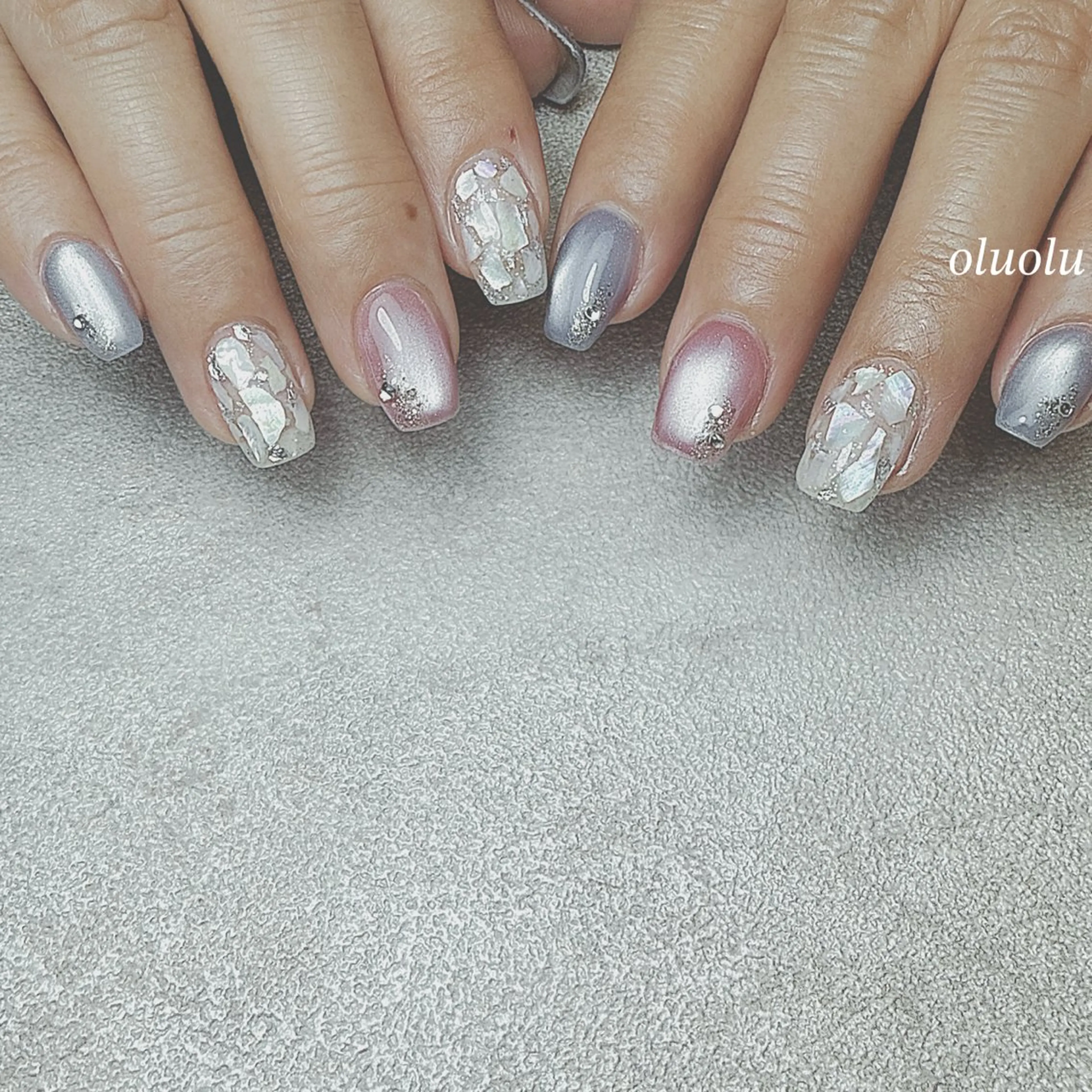 ネイル アートネイル フットネイル マグネットネイル ニュアンスネイル 夏ネイル ハンドネイル 大村 紬華のネイルデザイン