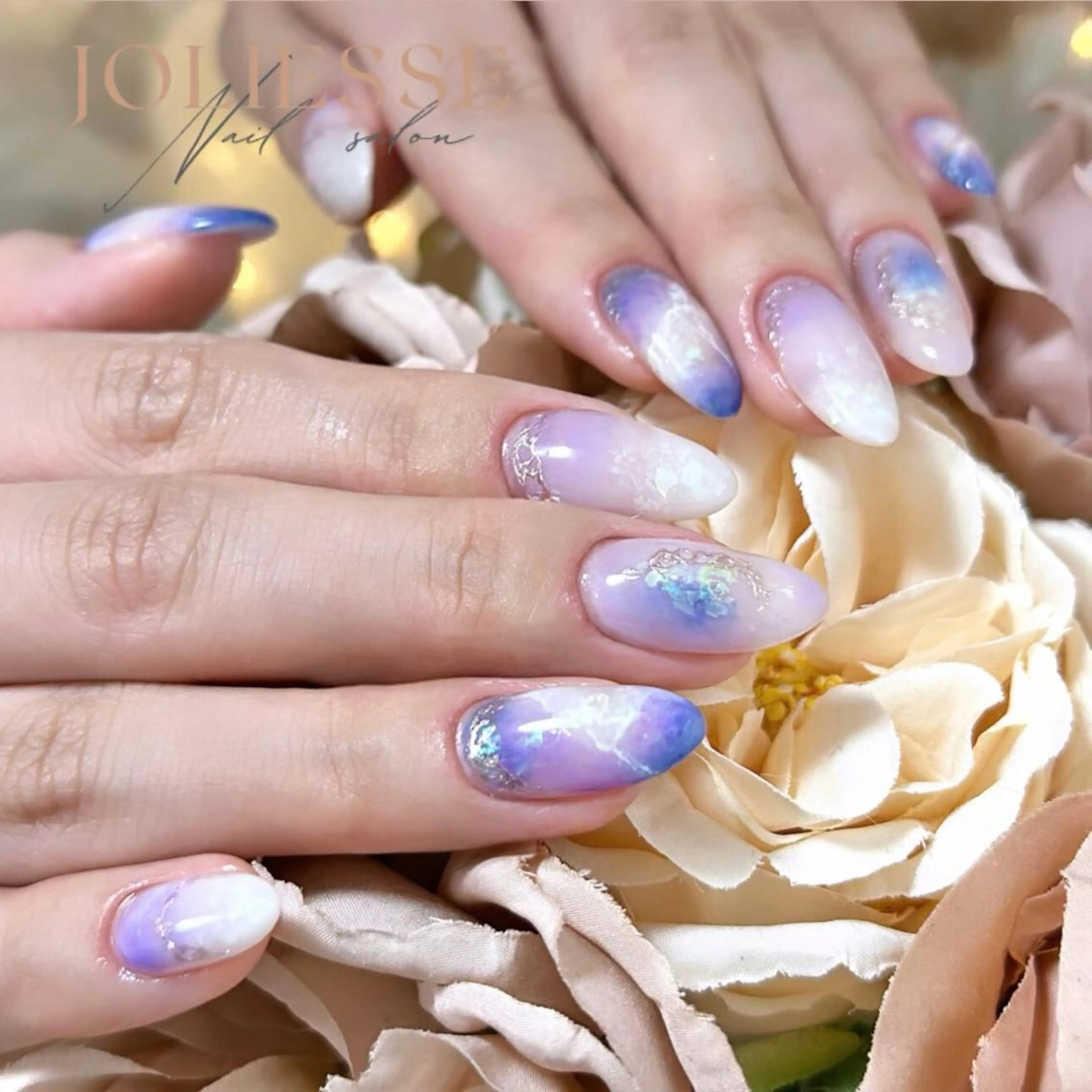 ネイル ブルー ピンク パープル ハンドネイル joliesse【ジョリエス】所属・JOLIESSE Ayumiのネイルデザイン