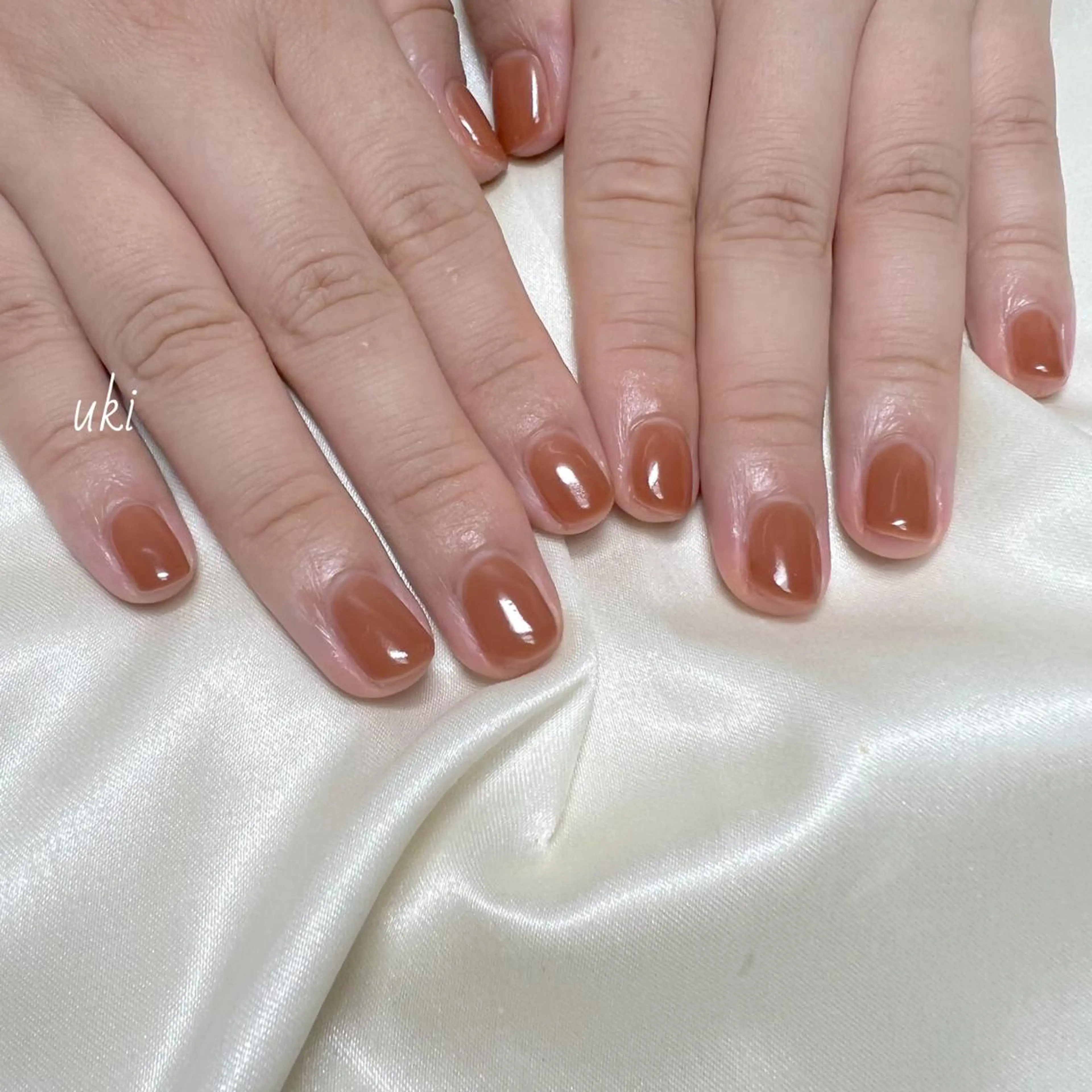 ネイル ブラウン ワンカラーネイル シンプルネイル ハンドネイル Ameri nail /UKIのネイルデザイン