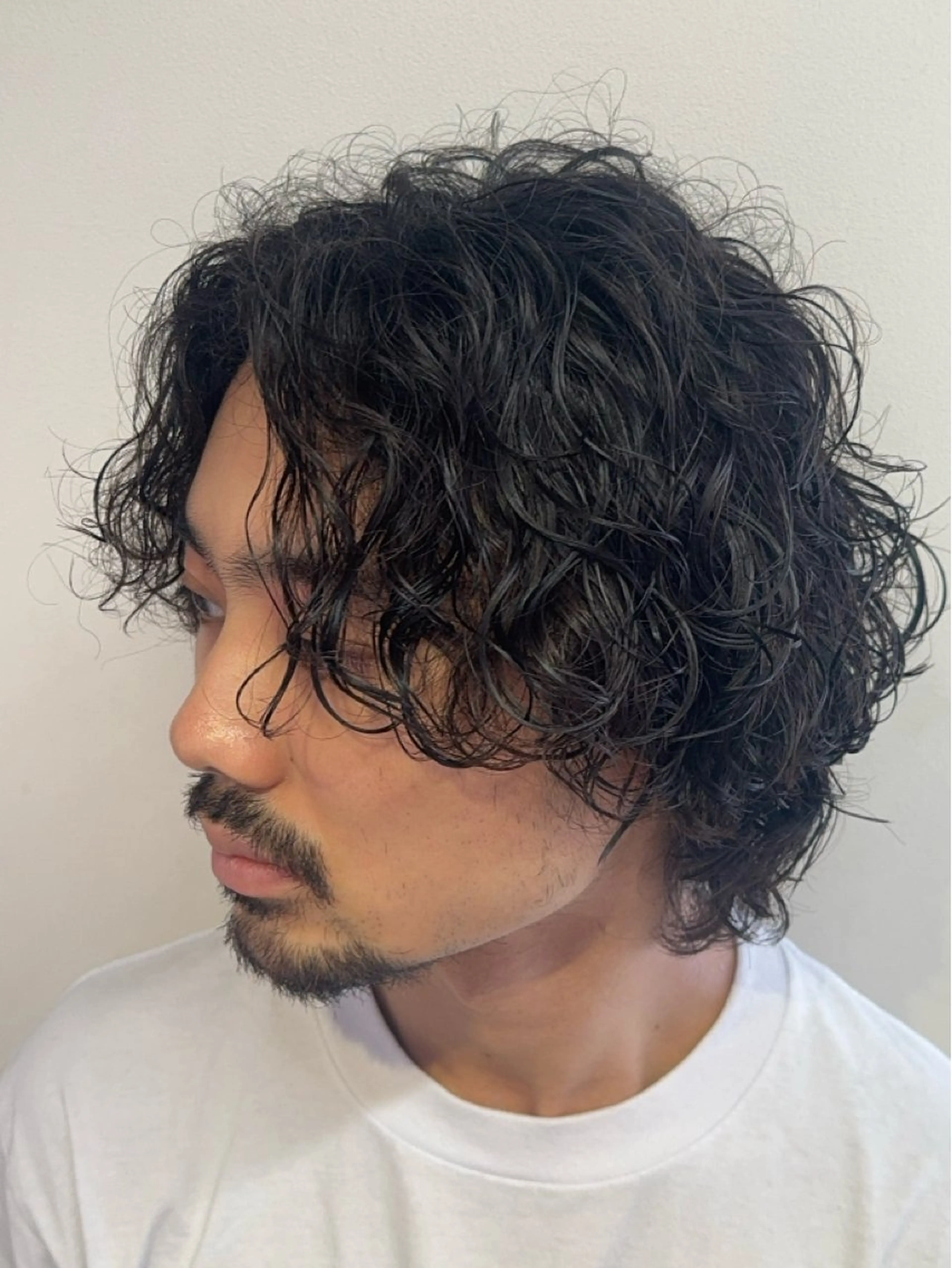 ミディアム パーマ メンズ men'sモテ 髪🫧ｼｵﾝのヘアスタイル