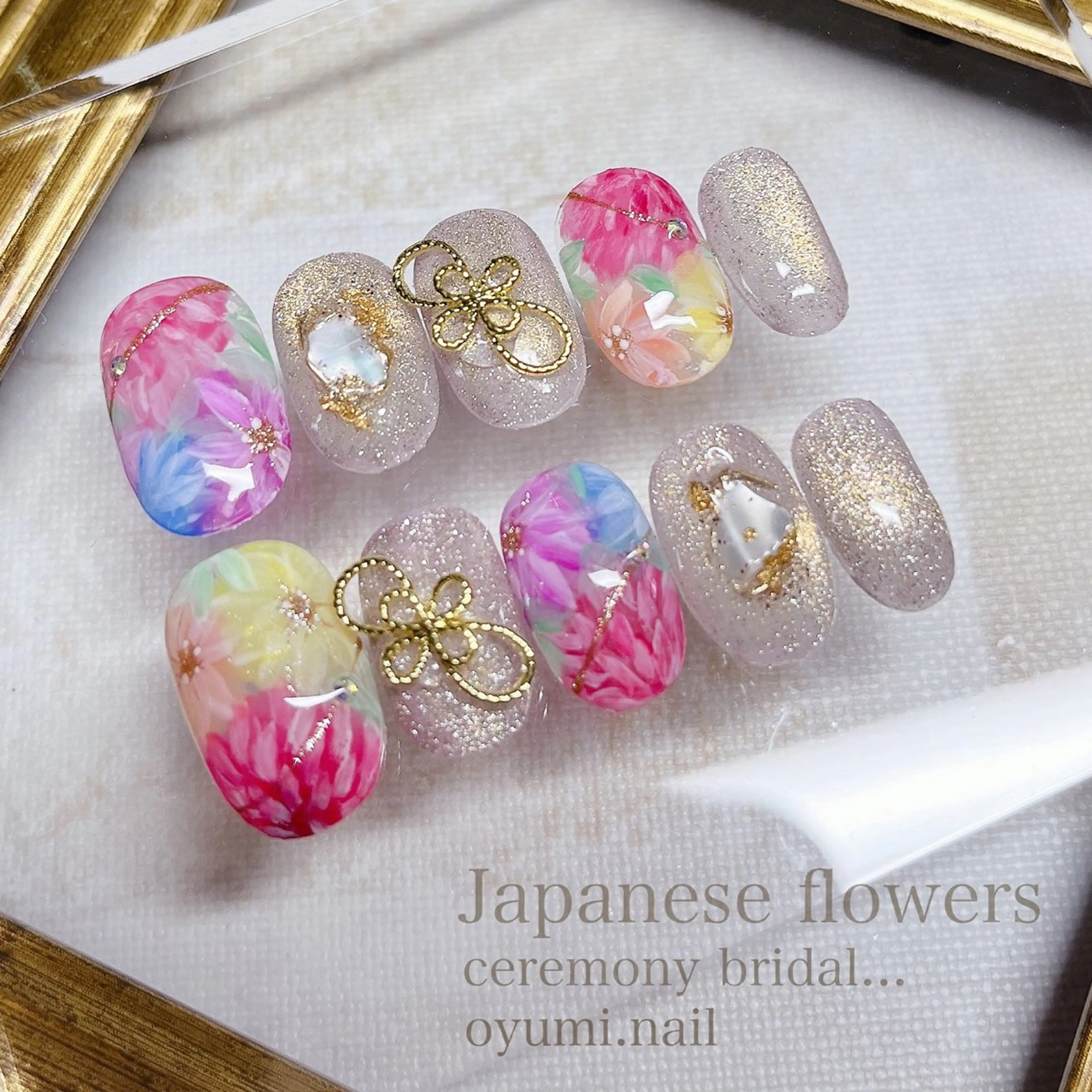 ネイル アートネイル 成人式 フラワーネイル ネイルチップ ブライダルネイル ハンドネイル takanashi yumiのネイルデザイン