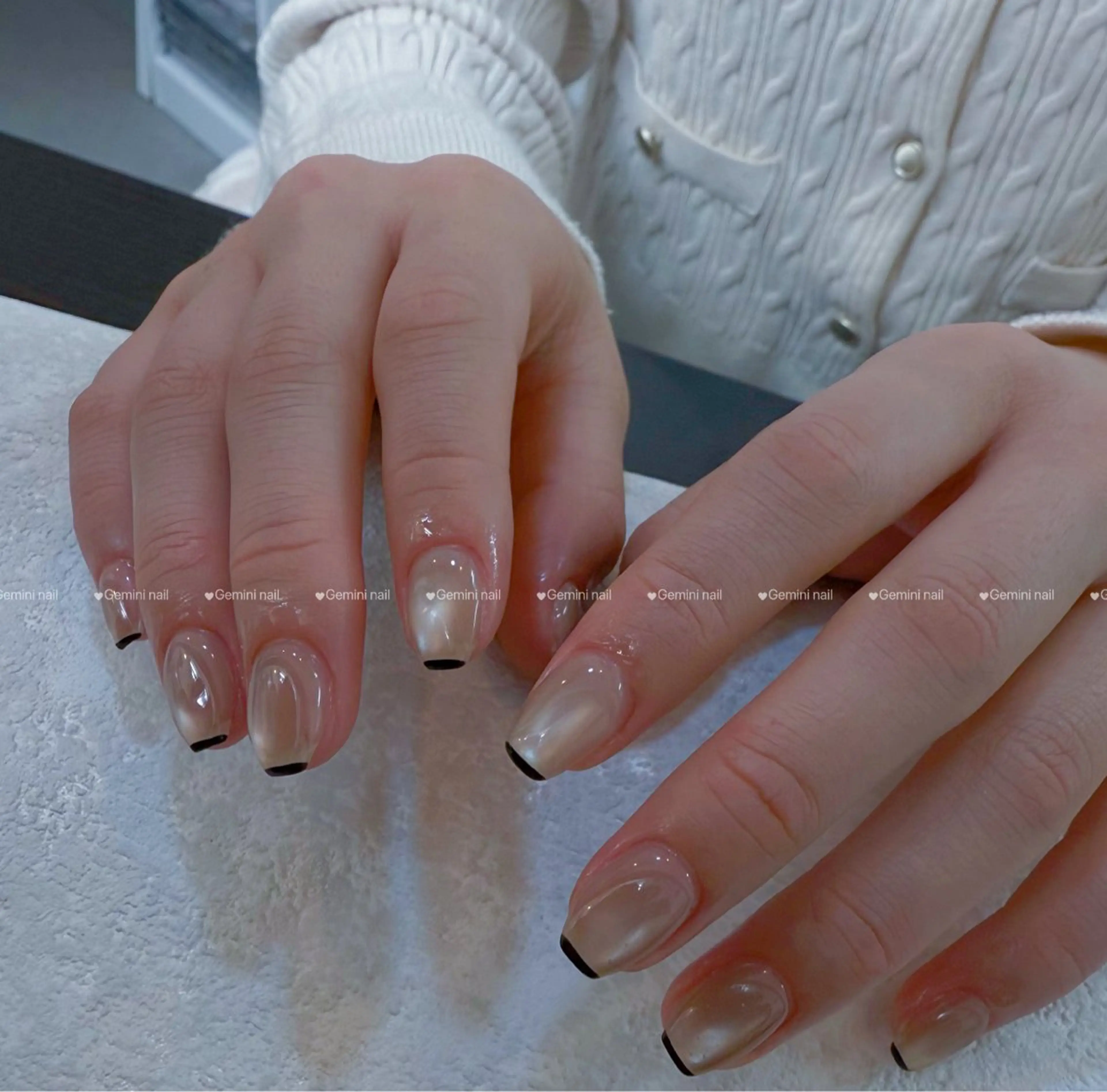ネイル フレンチネイル マグネットネイル Gemini nail.Yukiのネイルデザイン