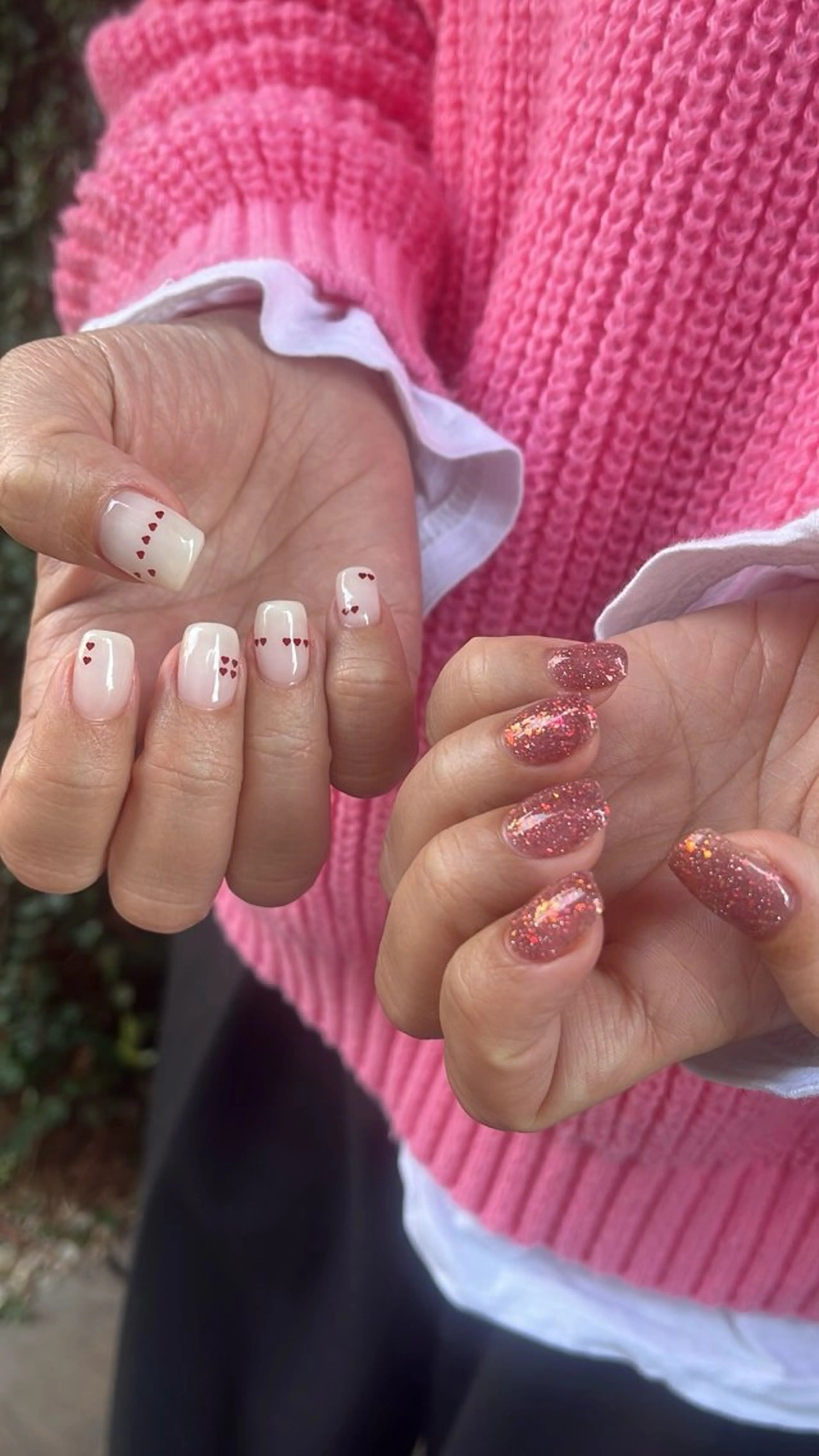 ネイル フラッシュネイル フレンチネイル ハート ラメ(グリッター) ラメグラデーション ハンドネイル SAKU nail 作島茜のネイルデザイン