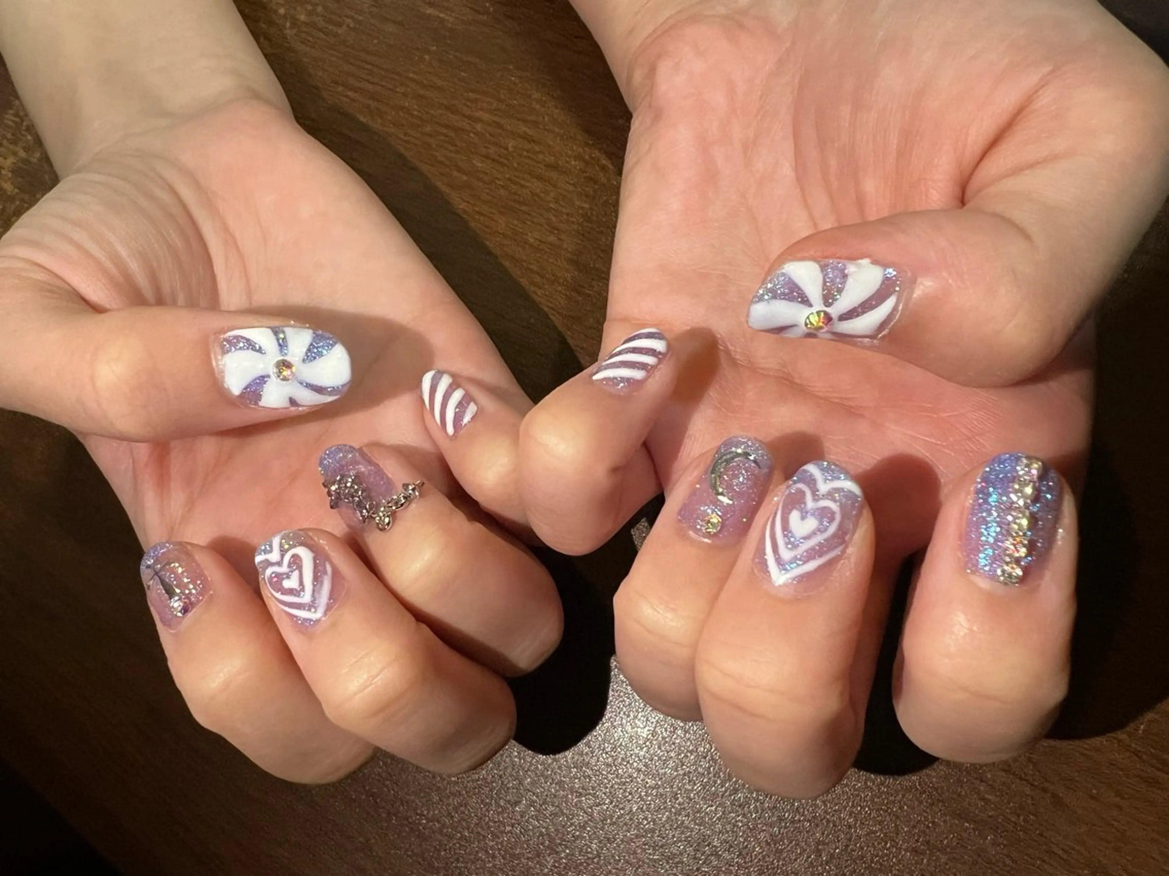 ネイル ラメ(グリッター) ニュアンスネイル あお ジュニアネイリストのネイルデザイン