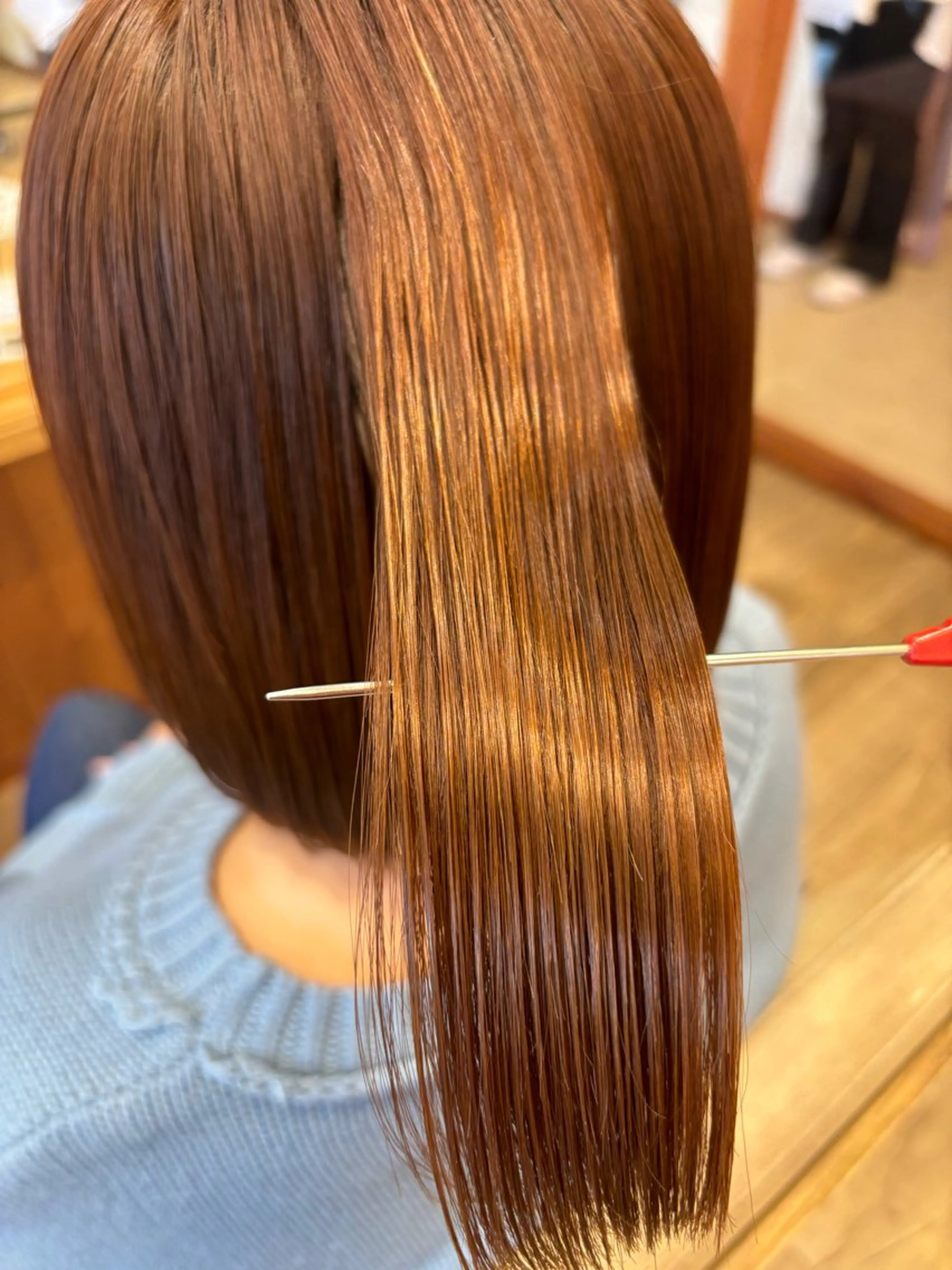 【艶のある自然な柔らかい質感に🫧】髪質改善ストレート+卵殻膜TRの写真