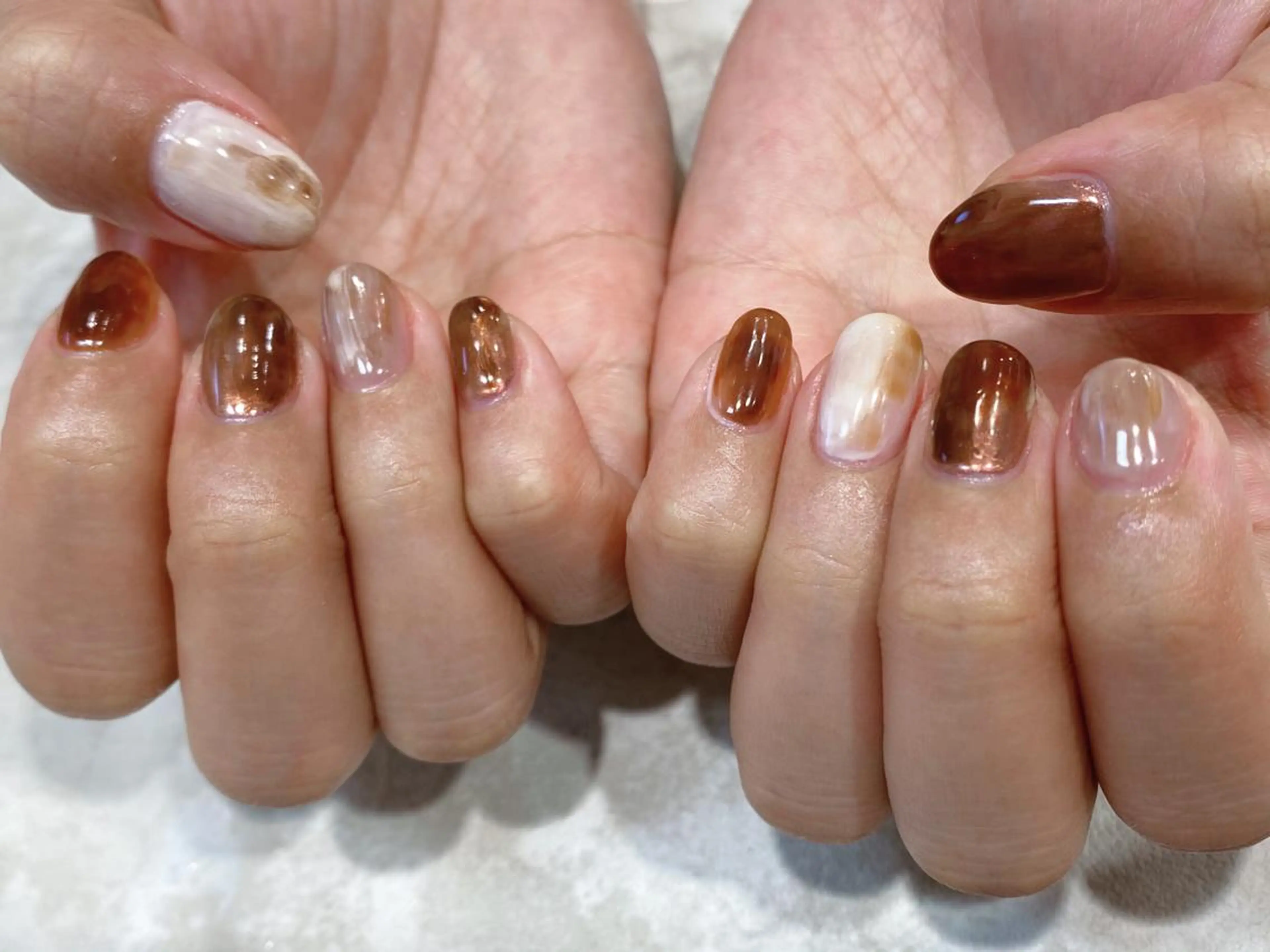 ネイル ブラウン ニュアンスネイル JurerEye☆ Marikoのネイルデザイン