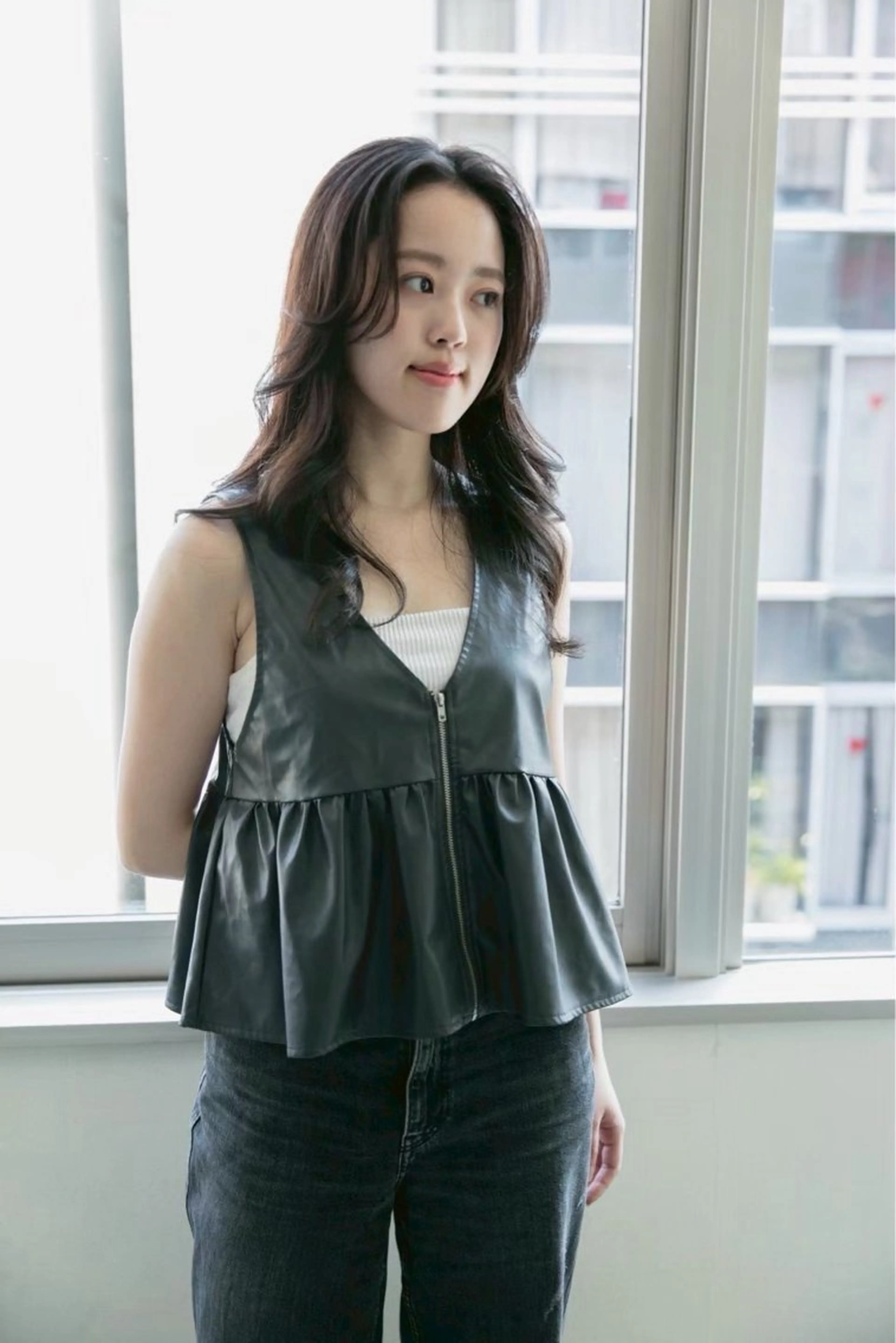 ロング 敏感肌カラー/斉藤 /かきあげバングのヘアスタイル