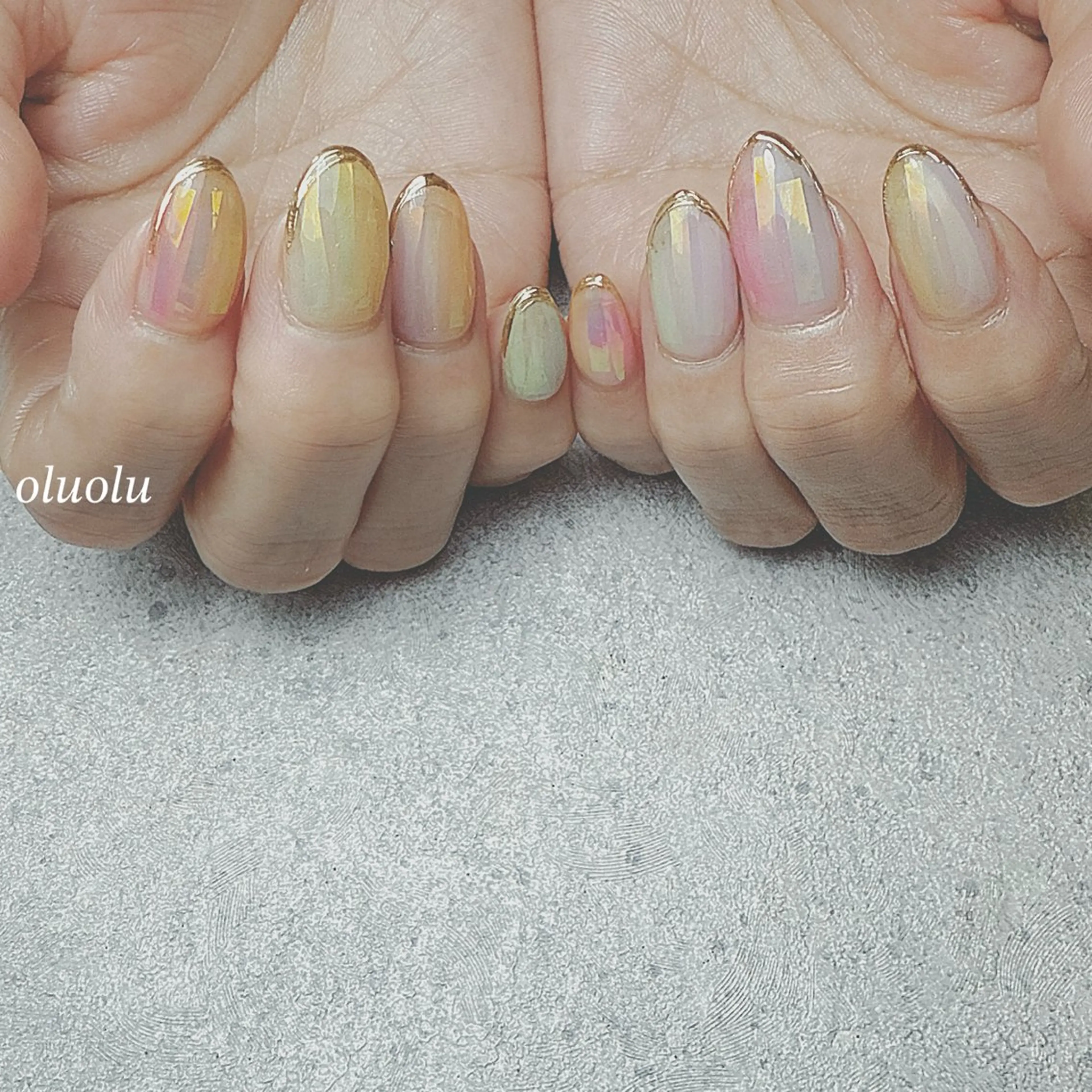 ネイル アートネイル オーロラネイル ミラーネイル ハンドネイル 大村 紬華のネイルデザイン