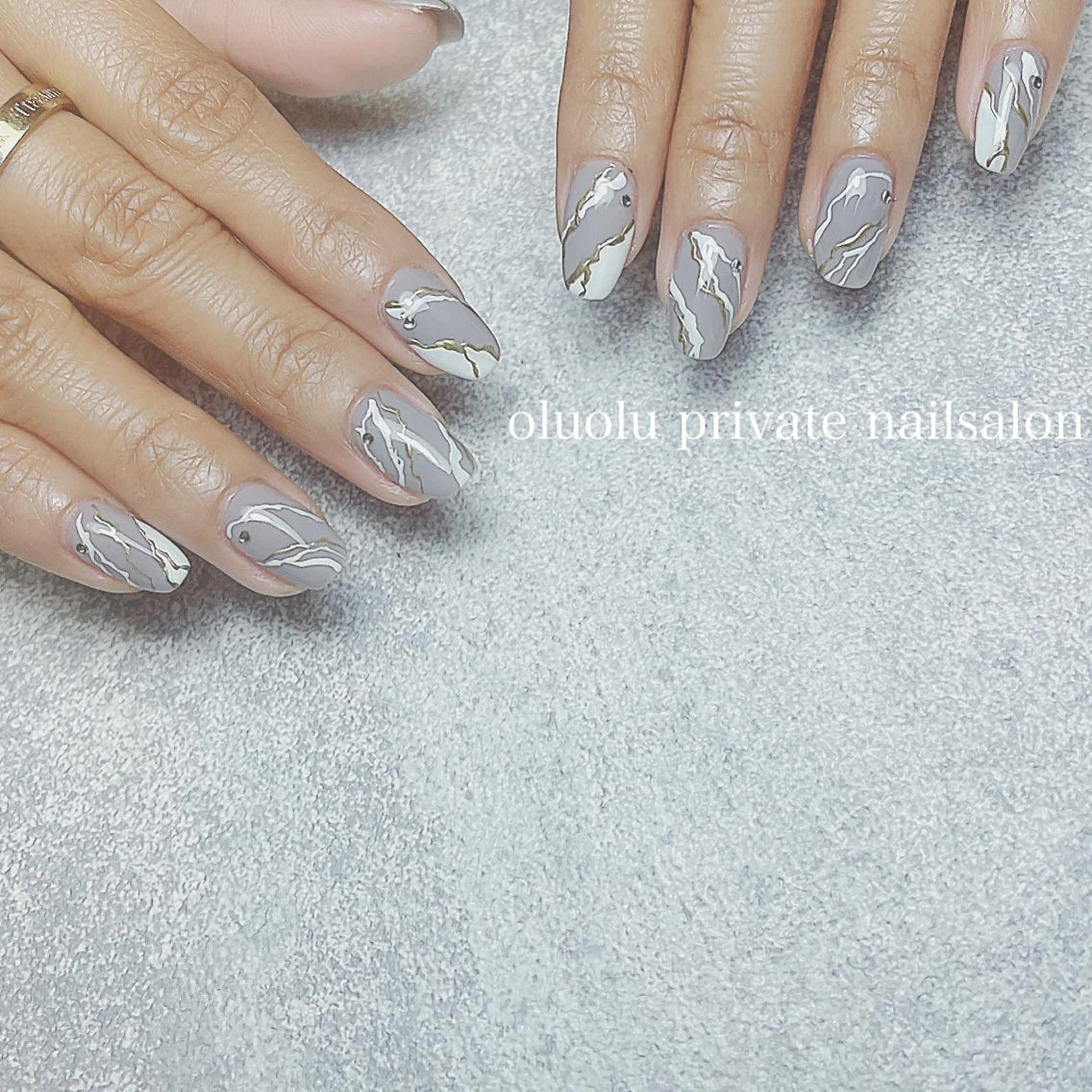 ネイル アートネイル フットネイル 大理石ネイル(マーブル) ニュアンスネイル ハンドネイル 大村 紬華のネイルデザイン