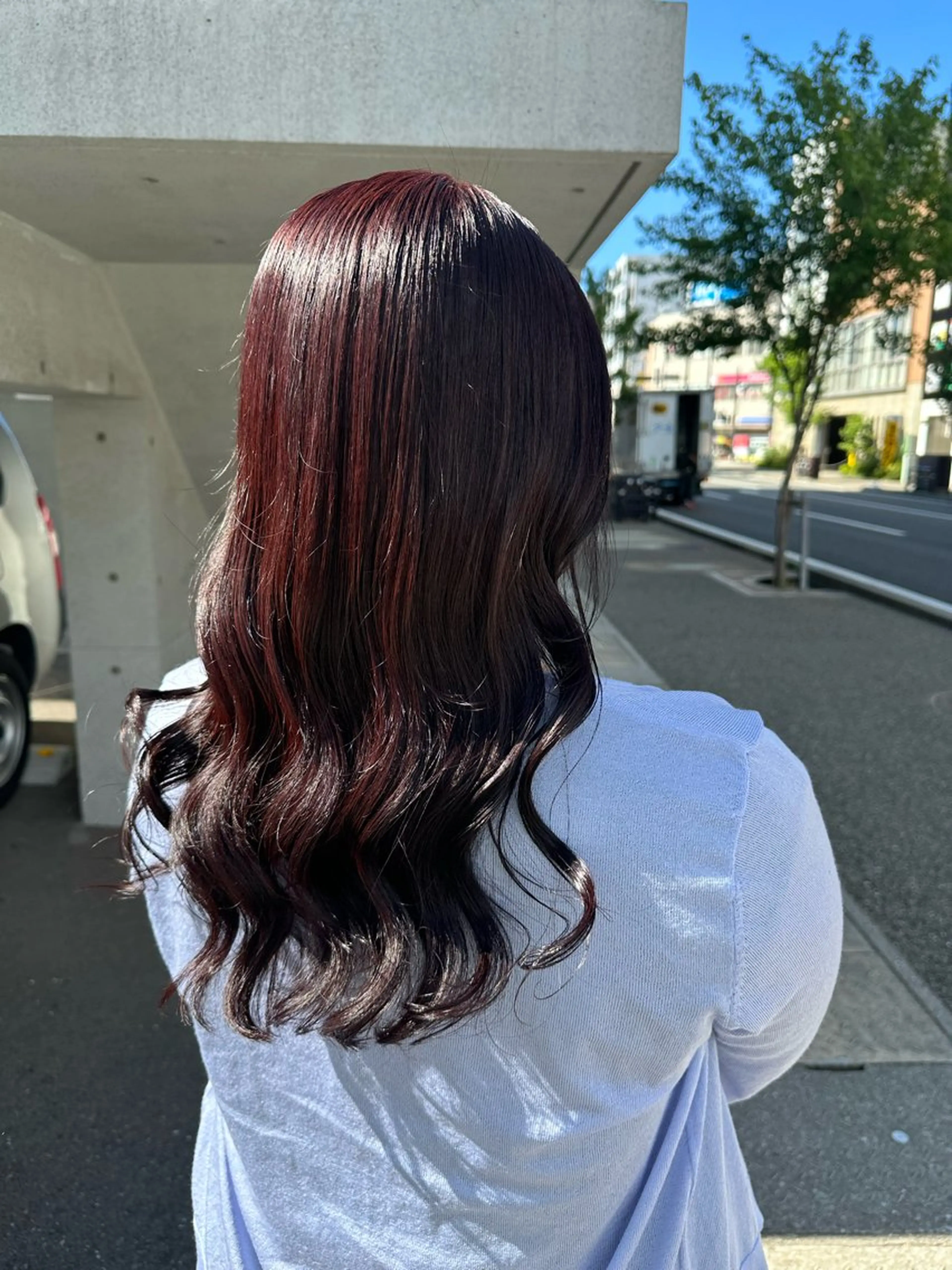 セミロング カラー レッドカラー AYAKASA 暖色カラー/レイヤーのヘアスタイル