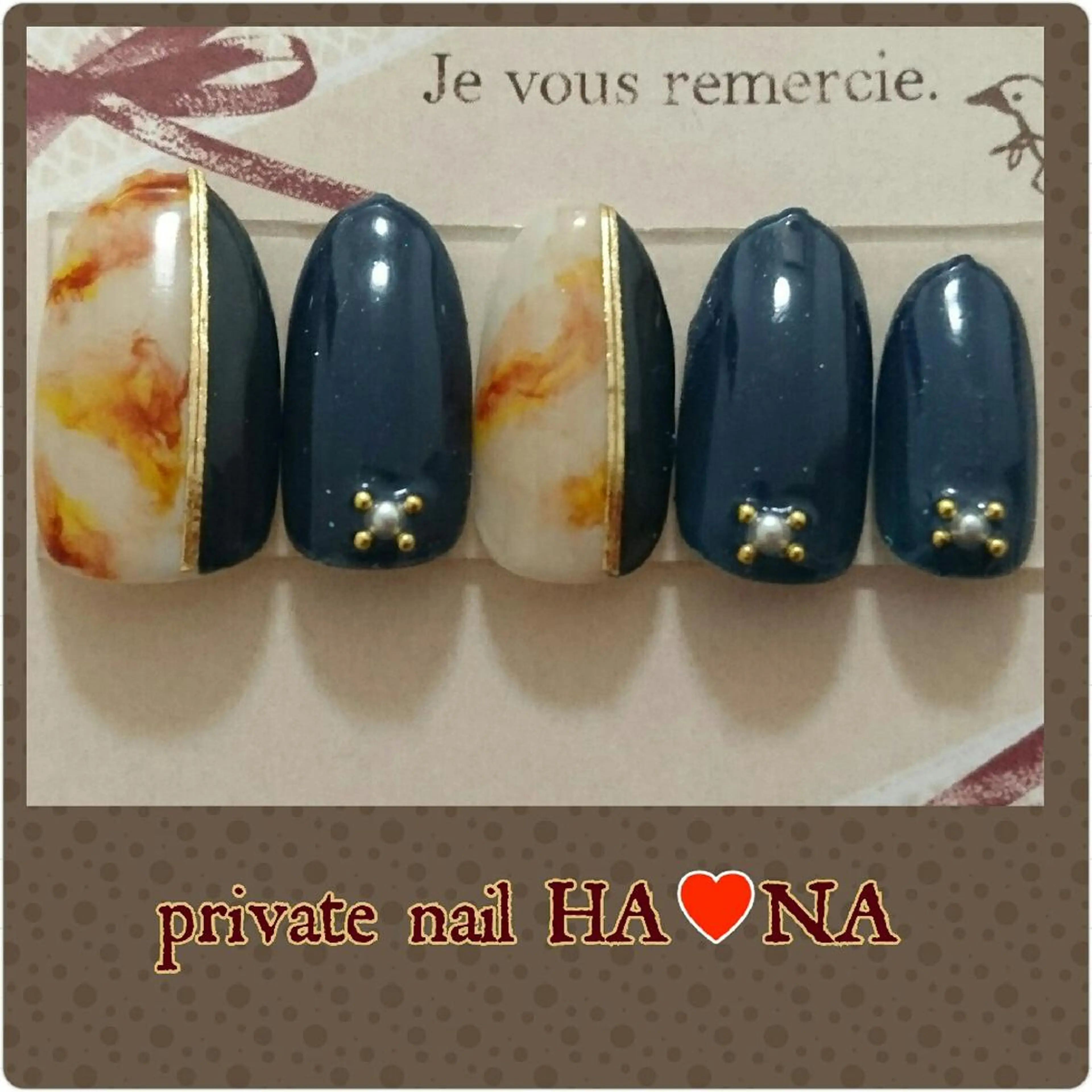 ロング ショート ネイル ネイビー プライベートサロン HA♥NAのマツエク・マツパデザイン