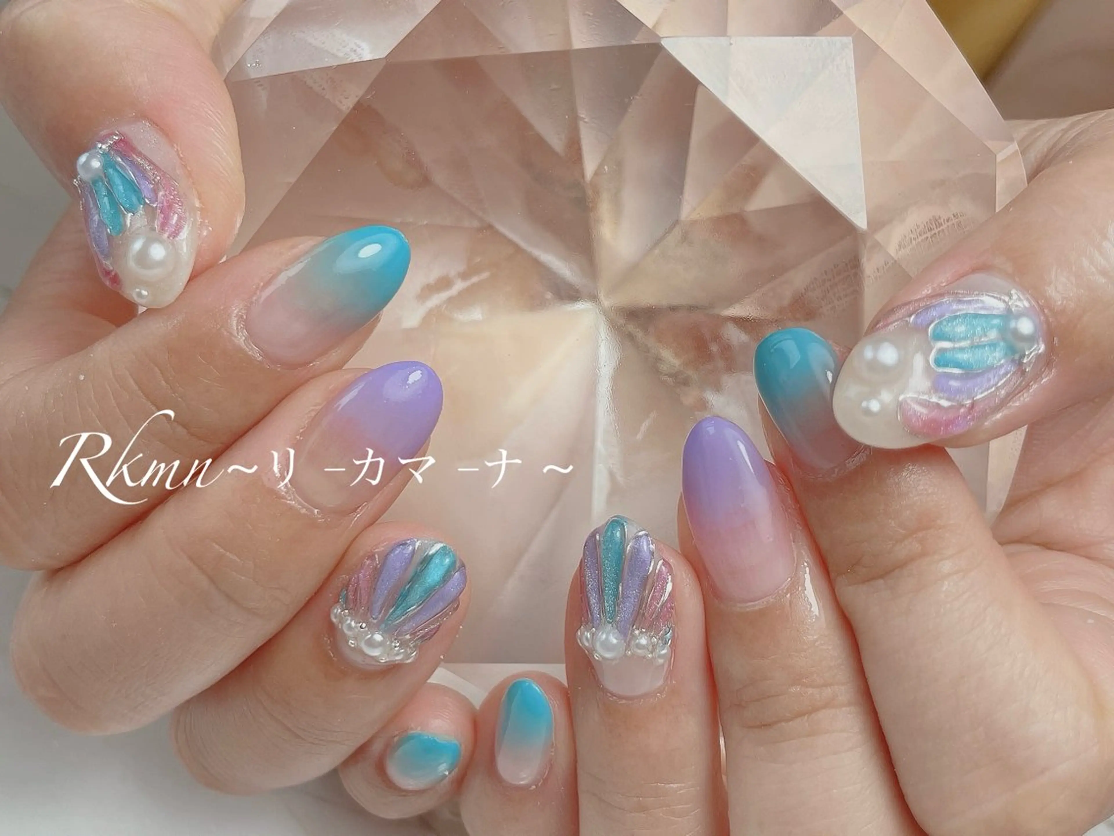 ネイル アートネイル グラデーション 春ネイル ハンドネイル フットネイル ハンドケア Rkmn ~リ-カマ-ナ~のネイルデザイン