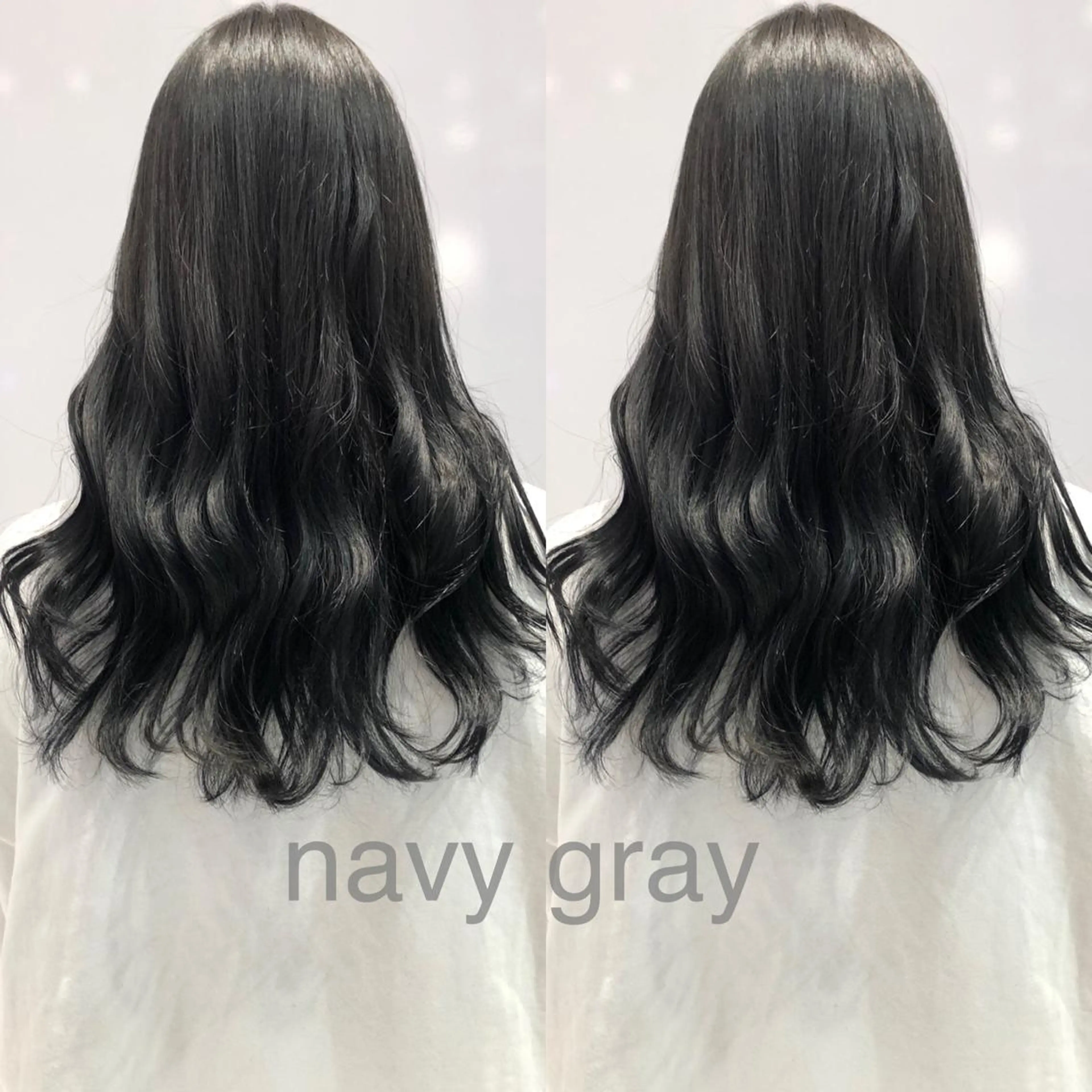 ロング カラー ブリーチ 透明感カラー ネイビーカラー ブリーチなしカラー 相川 愛実のヘアスタイル