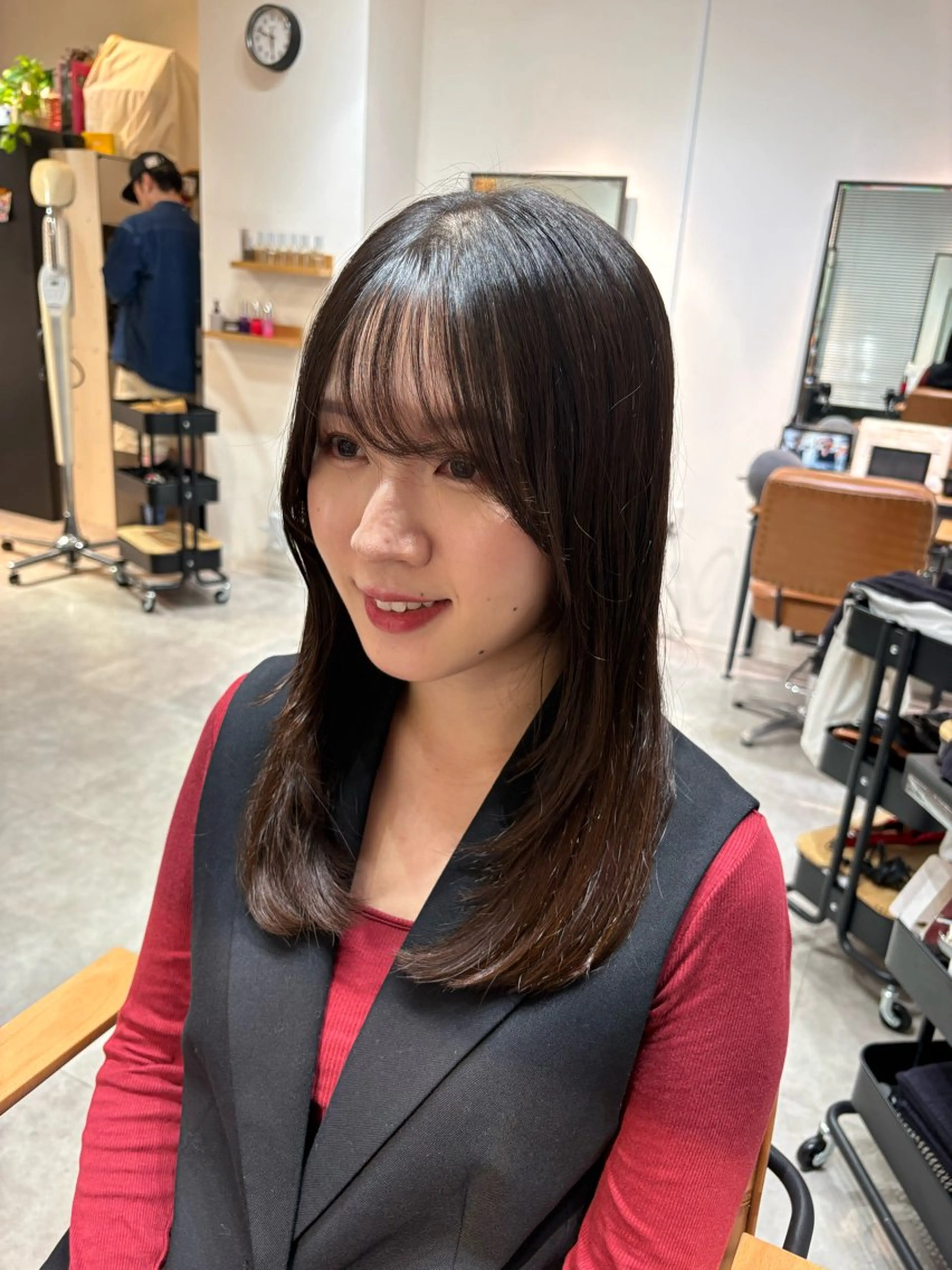 ロング カット 縮毛矯正 こうき/前髪割れ癖 改善/カット/カラーのヘアスタイル