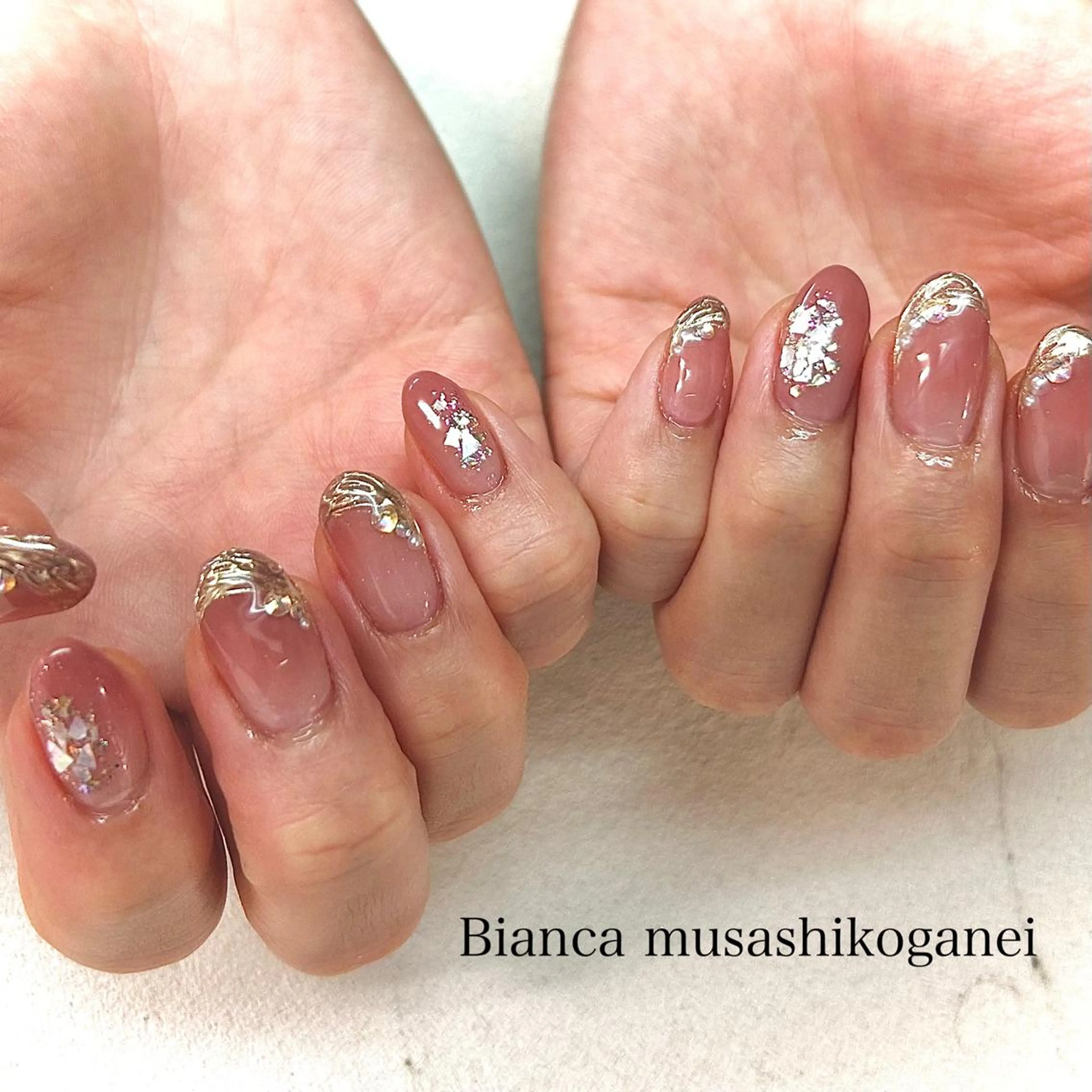 ネイル ミラーネイル ニュアンスネイル ハンドネイル Bianca 武蔵小金井 ほしののネイルデザイン
