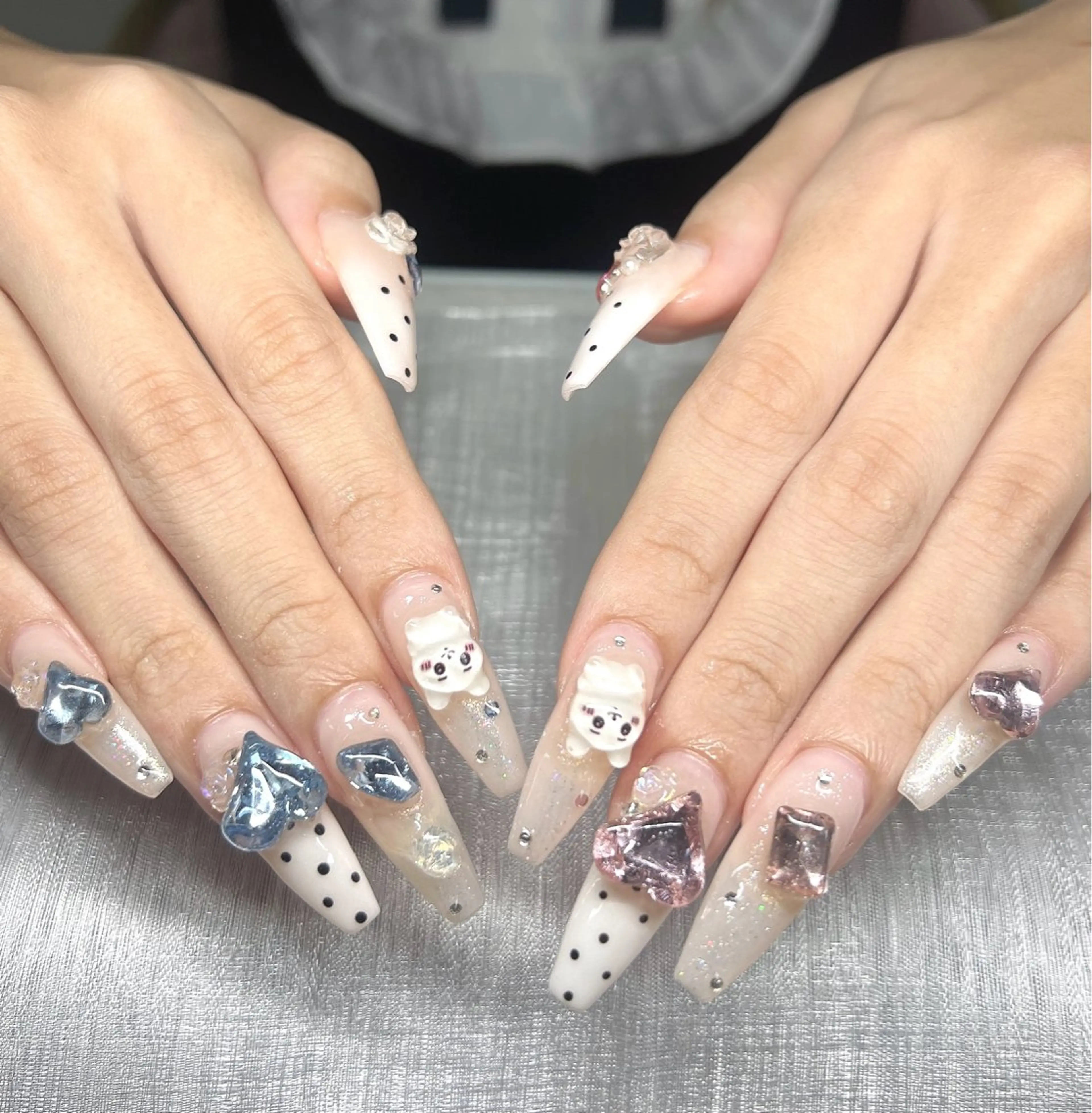 ネイル 長さ出し グラデーション キラキラネイル マグネットネイル ニュアンスネイル Lee Nails チップ長さだし専門店のネイルデザイン