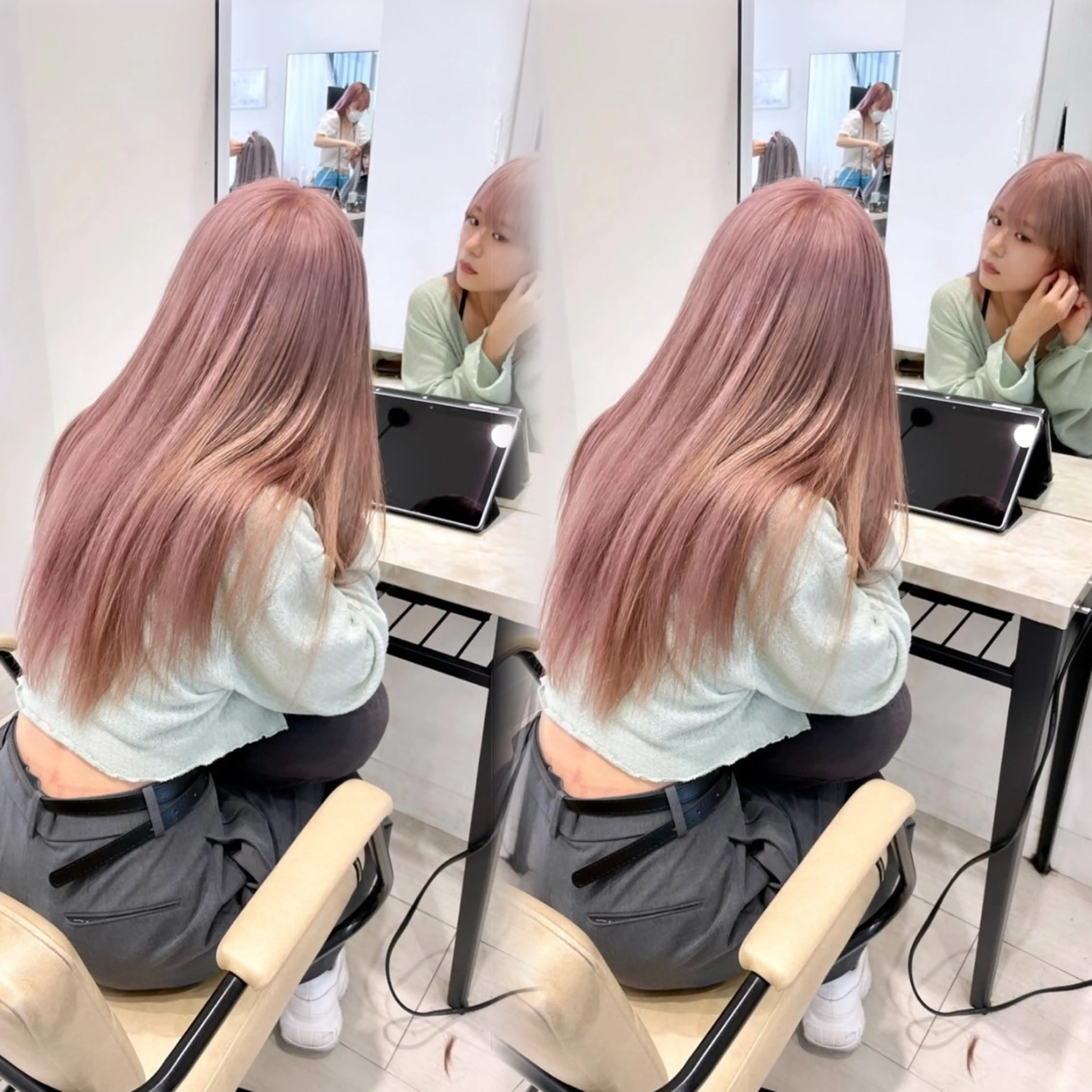 ロング カラー ヘアカラー 韓国風ハッシュカット 似合わせレイヤー池袋のヘアスタイル