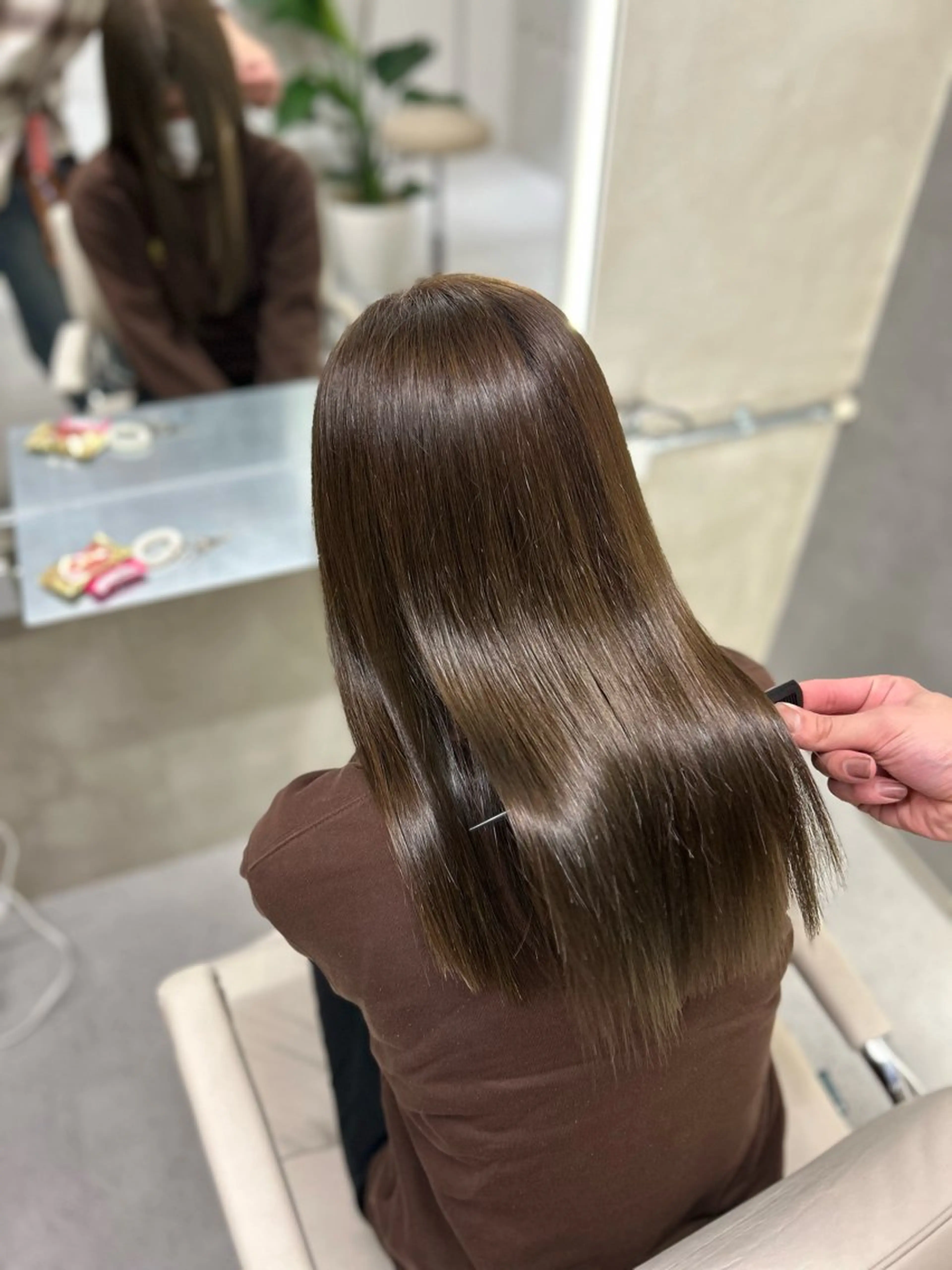 ミディアム カット ヘアカラー トリートメント 阿倍野/髪質改善 /縮毛矯正/坪田幸広のヘアスタイル