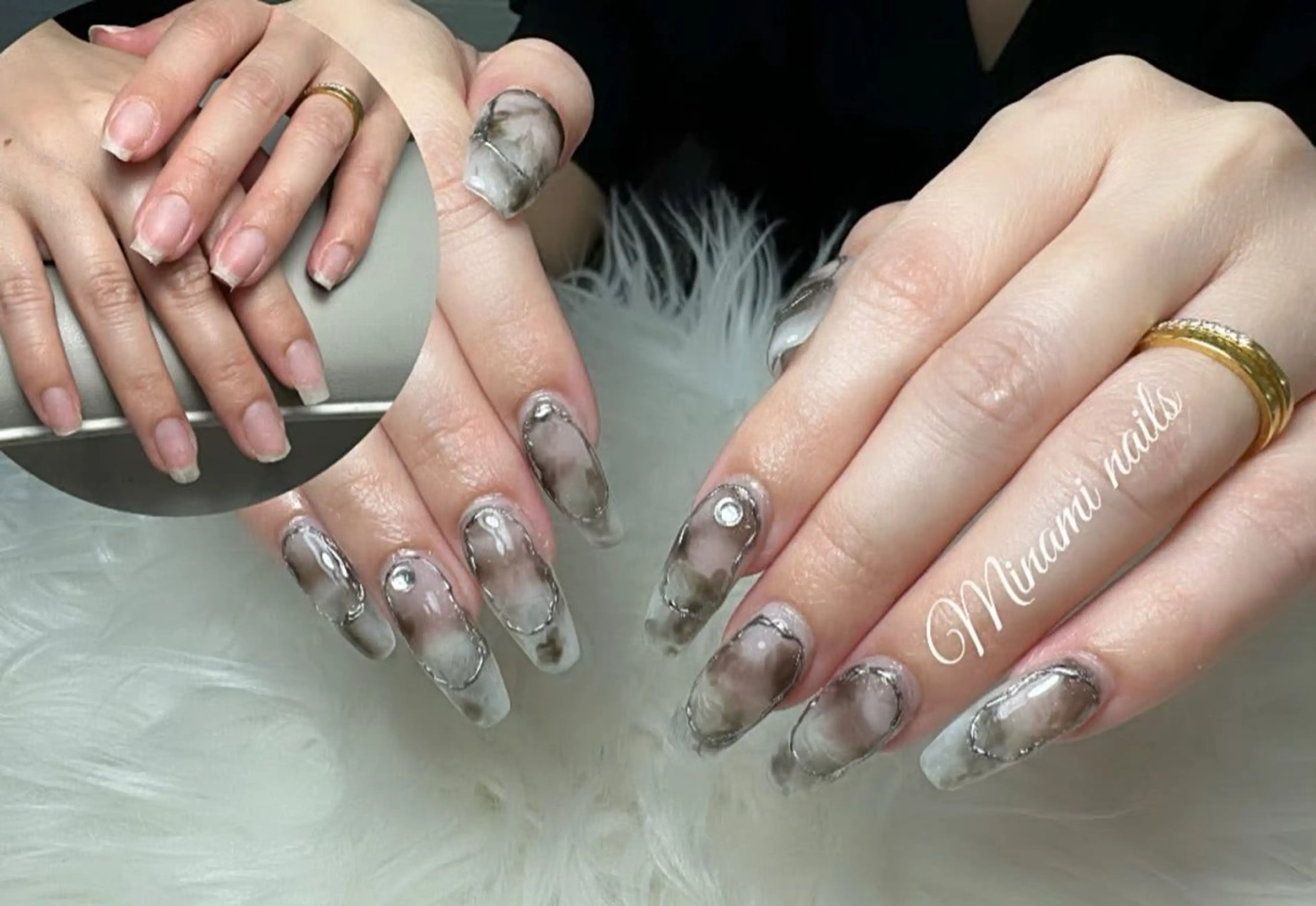 ネイル アートネイル オーロラネイル ガーリー キラキラネイル 韓国ネイル Minami Nailsのネイルデザイン