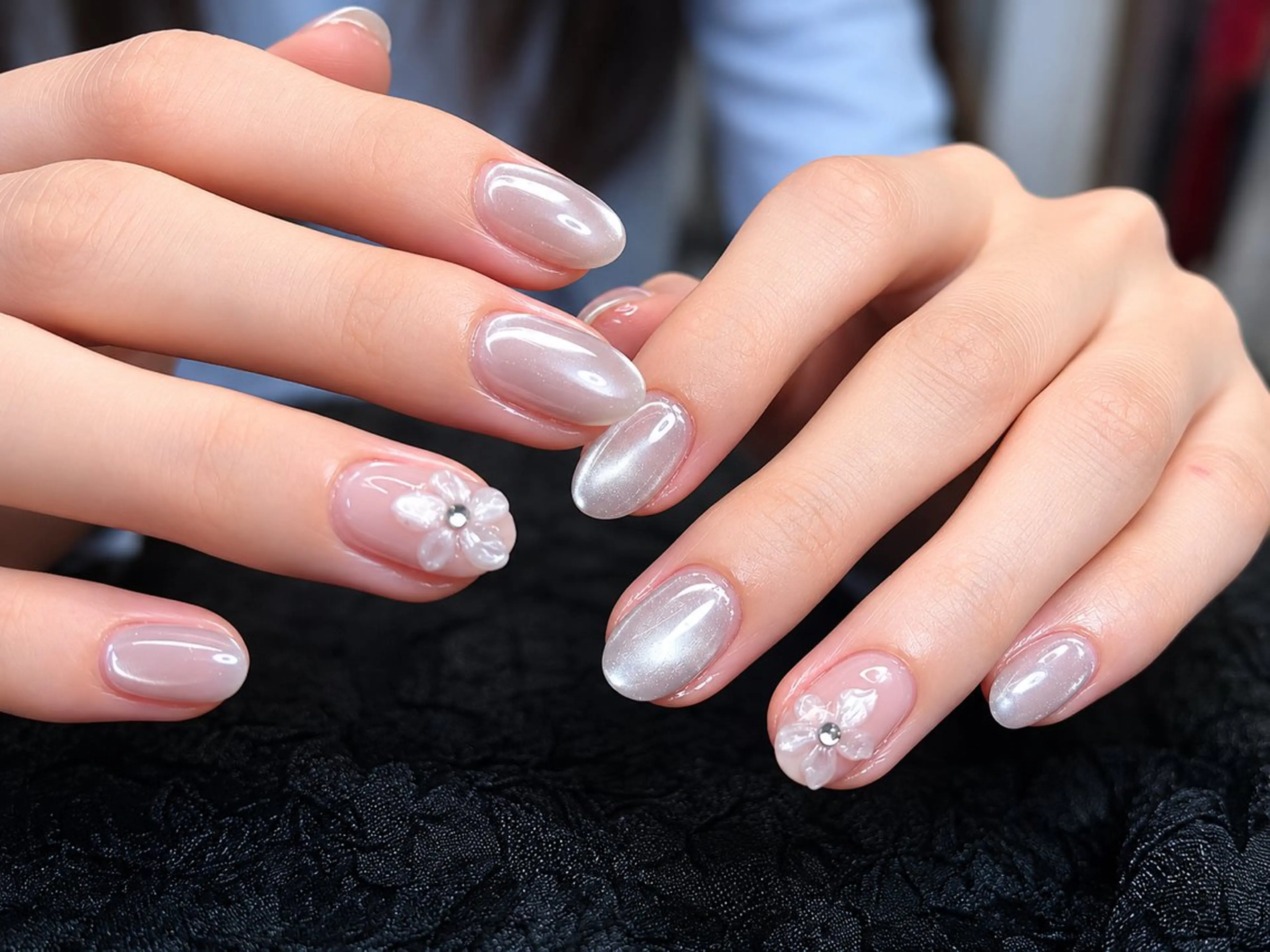 ネイル オーロラネイル フラッシュネイル フラワーネイル フレンチネイル キラキラネイル ハンドネイル 🌟桜beauty 🌟プロ ネイリストのネイルデザイン