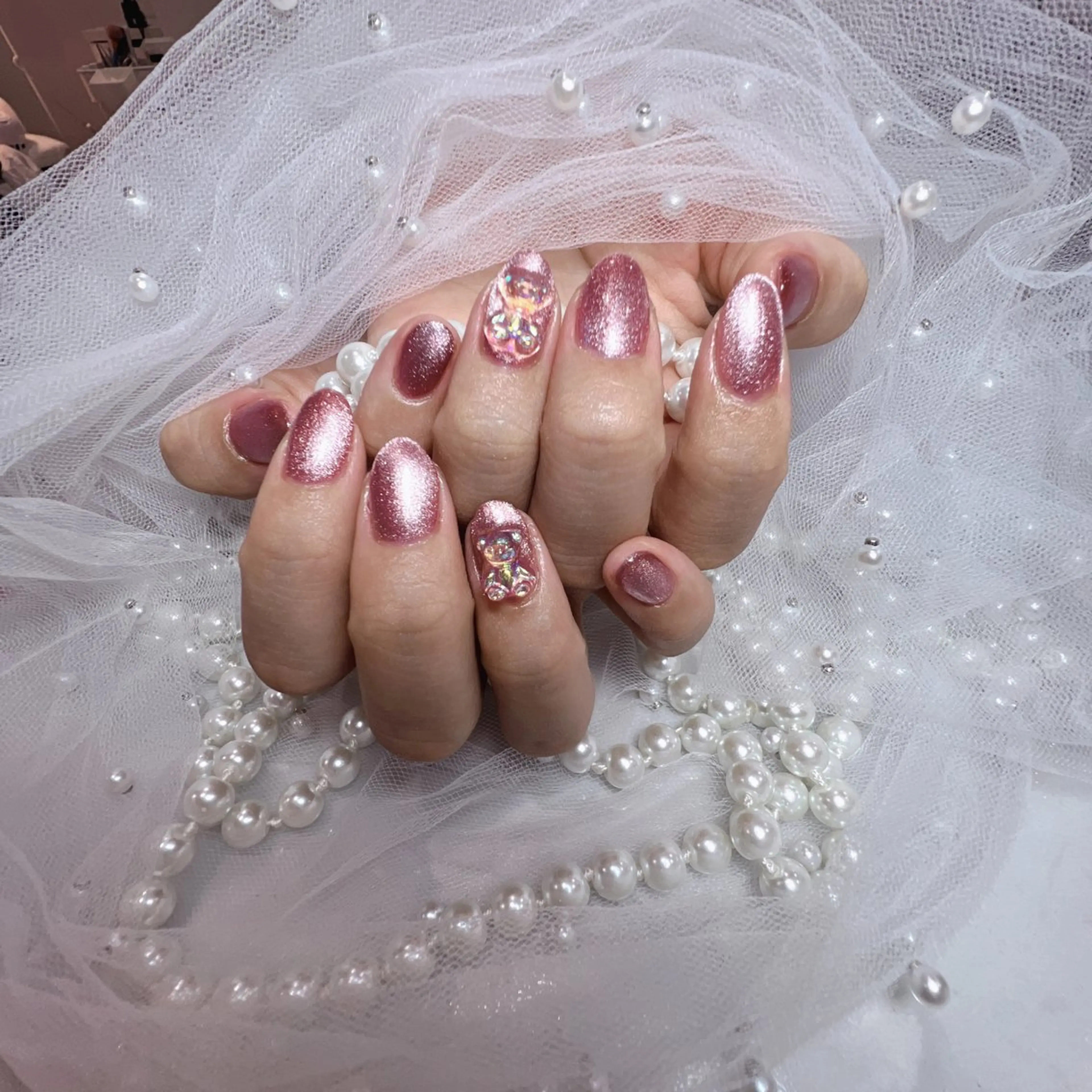 ネイル アートネイル フラッシュネイル フレンチネイル ジェルネイル ガラスフレンチ You&Me Yukiのネイルデザイン