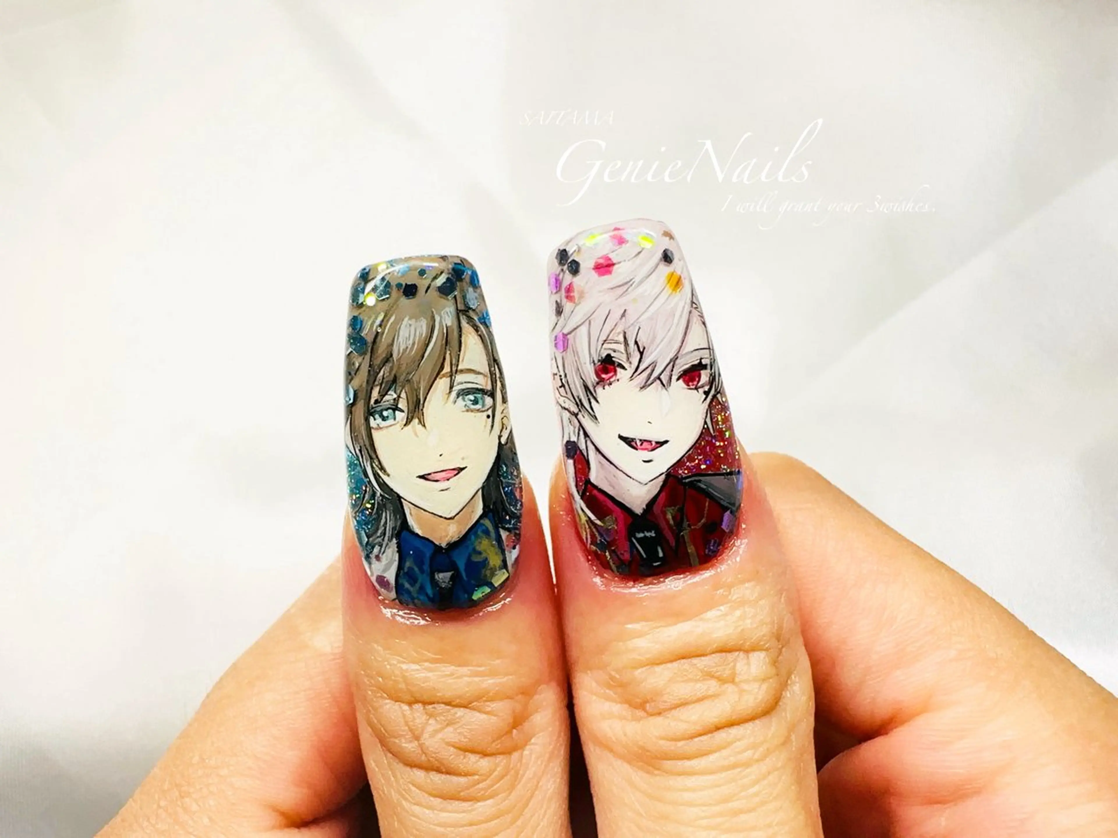 メンズ ネイル アニマル柄 アートネイル 長さ出し ロングネイル 持ち込み Genie Nailsのネイルデザイン