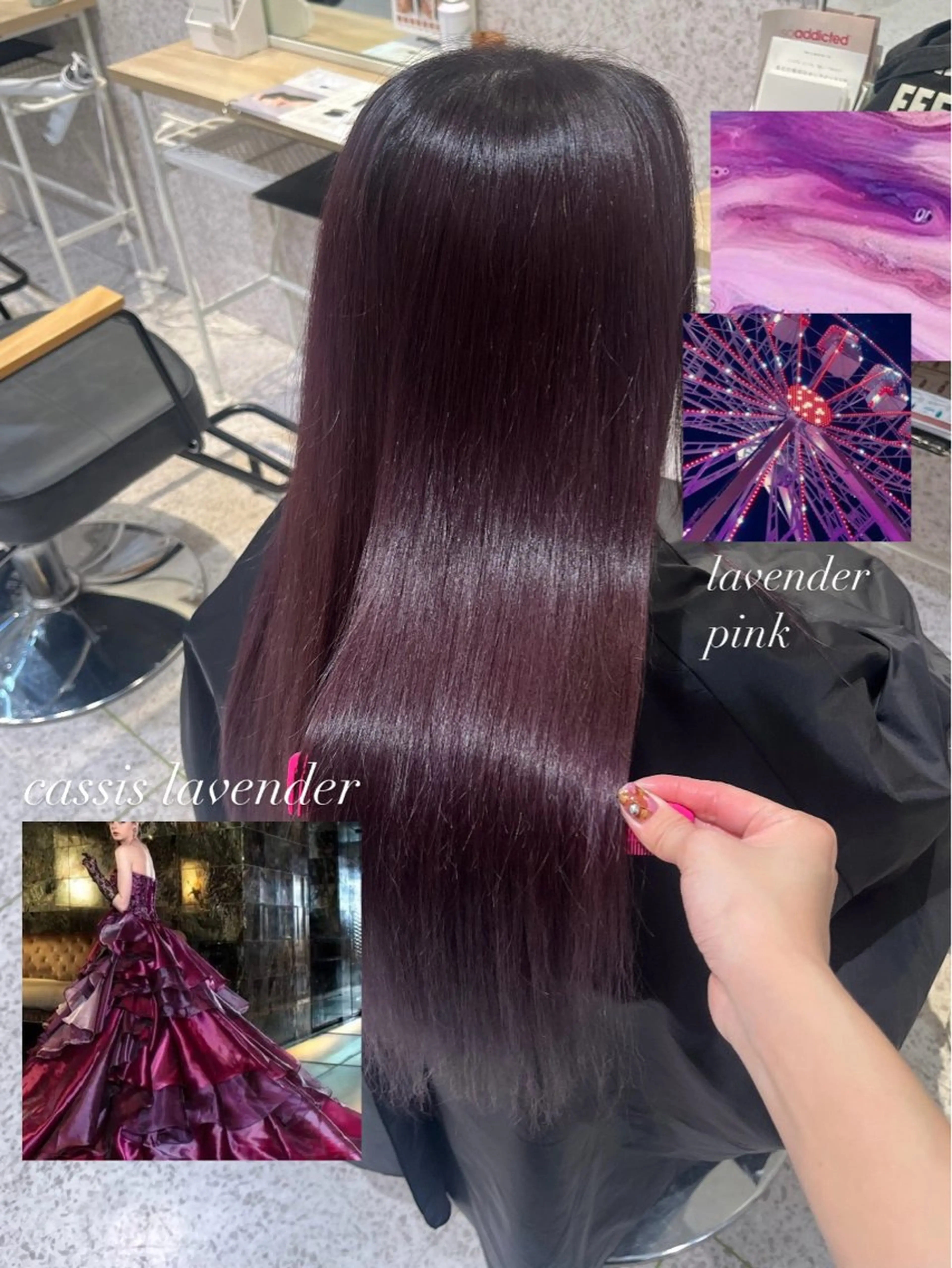 ロング カラー ブリーチ ダブルカラー ラベンダーカラー ラベンダーピンク ピンクカラー ヘアカラー トリートメント 髪質改善&艶カラー/ ほんだあみ (♡)のヘアスタイル
