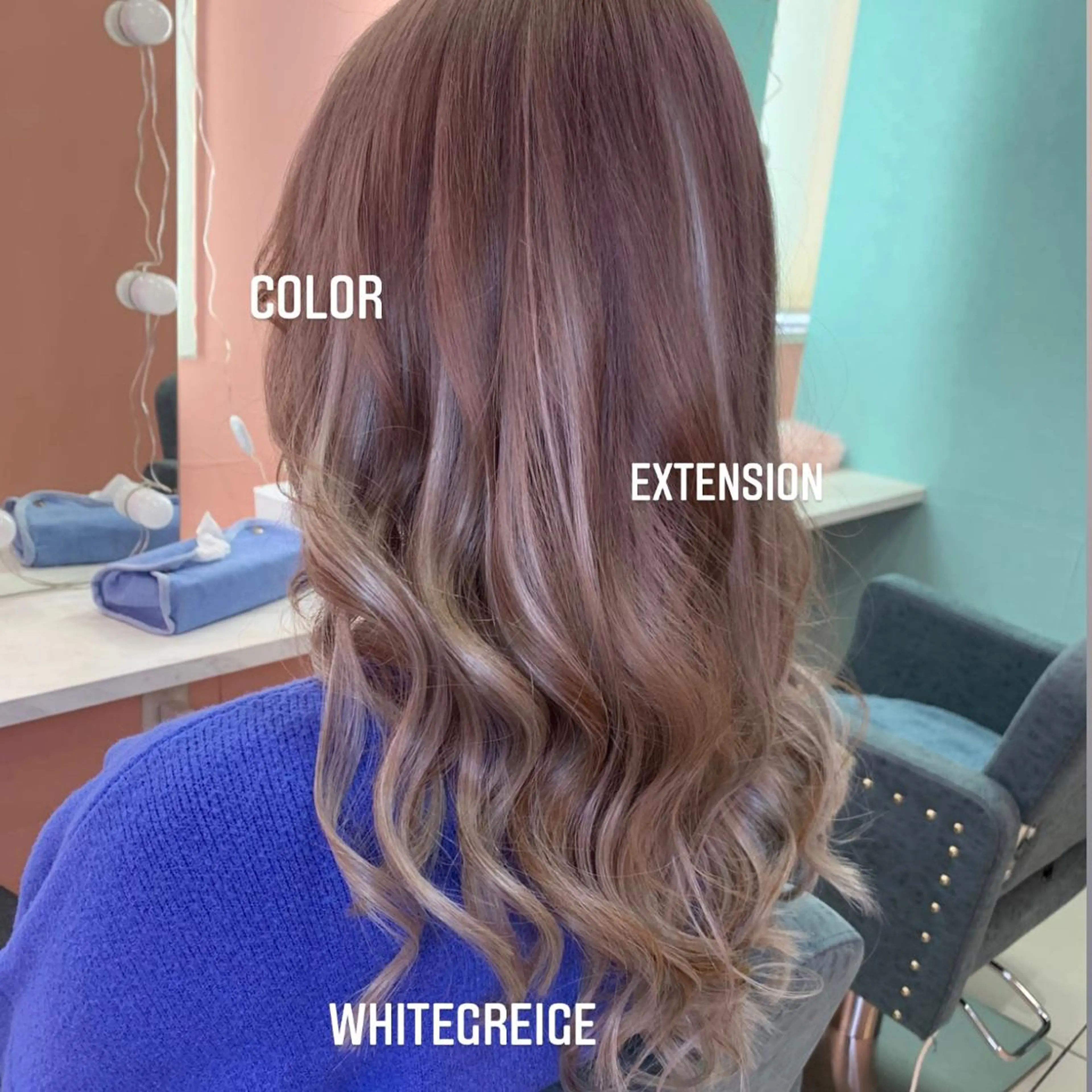 セミロング カラー エクステ エクステ🩵ブリーチ 韓国ヘア🩵KAEのヘアスタイル