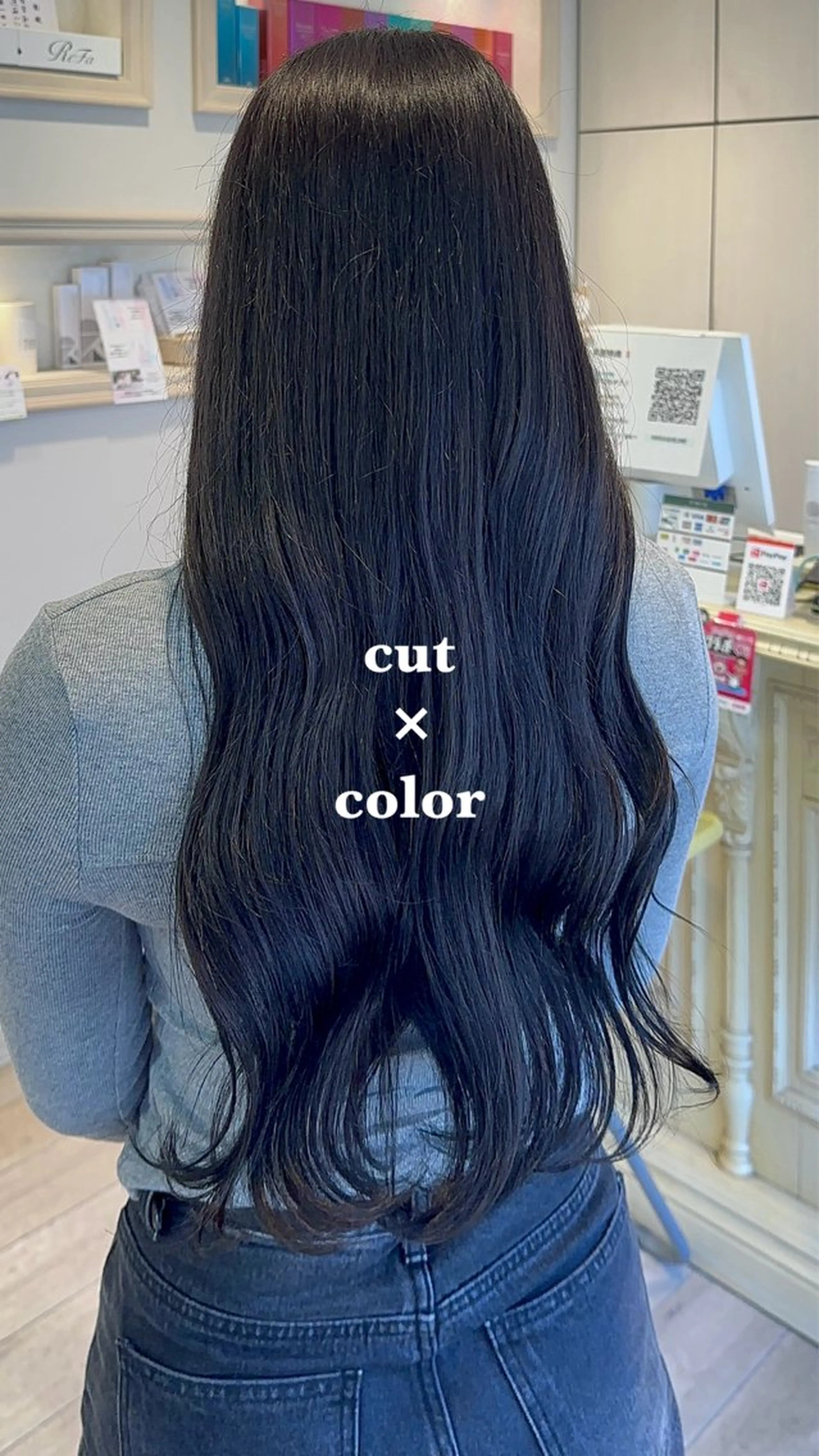 セミロング カラー ヘアアレンジ 黒髪 ブリーチ 透明感カラー ハイトーンカラー 韓国風ヘア 韓国ヘア/レイヤー 顔周りカット/ユキナのヘアスタイル