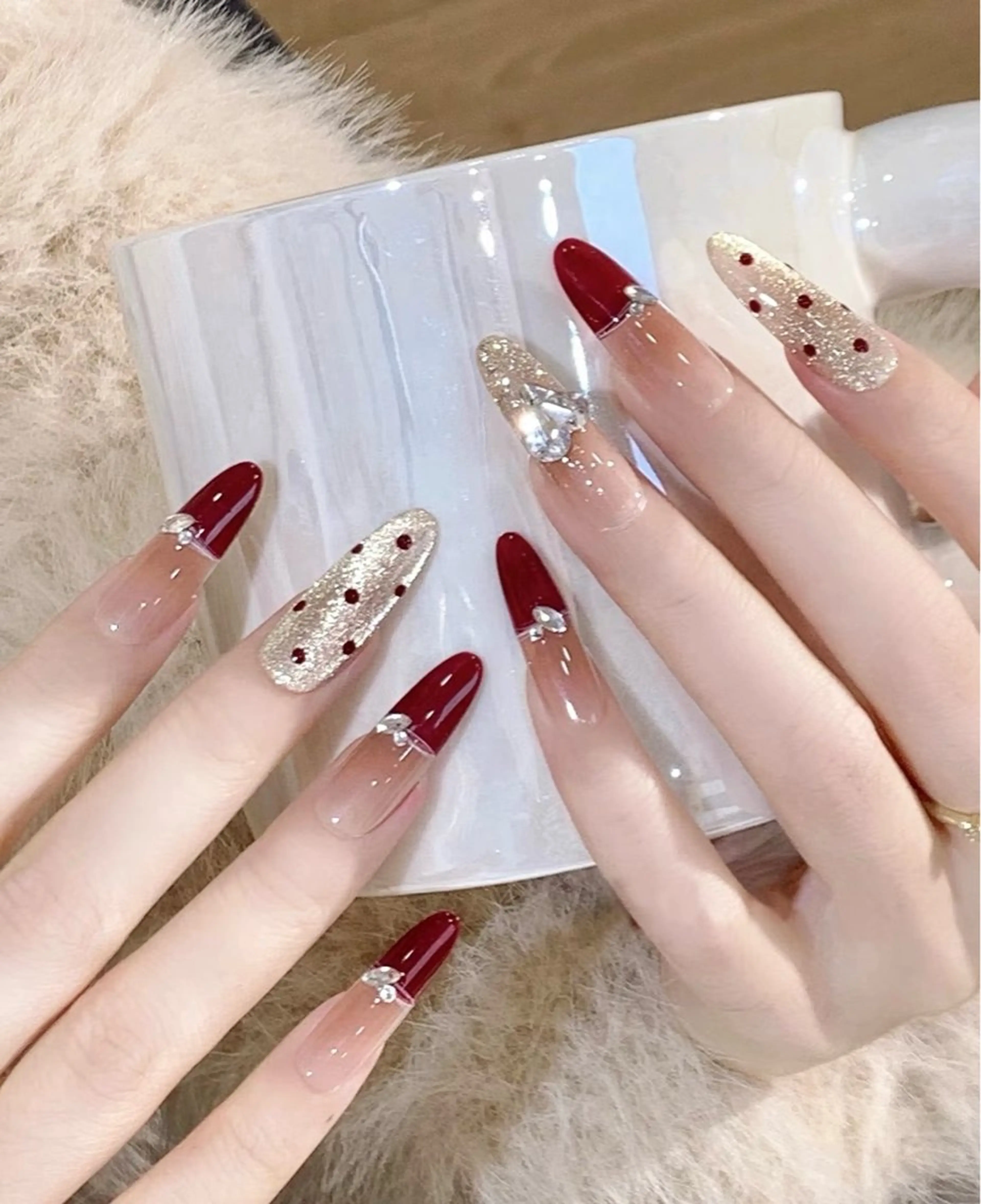 ネイル チークネイル 長さ出し フレンチネイル ガーリー キラキラネイル NEW NAIL 池袋のネイルデザイン