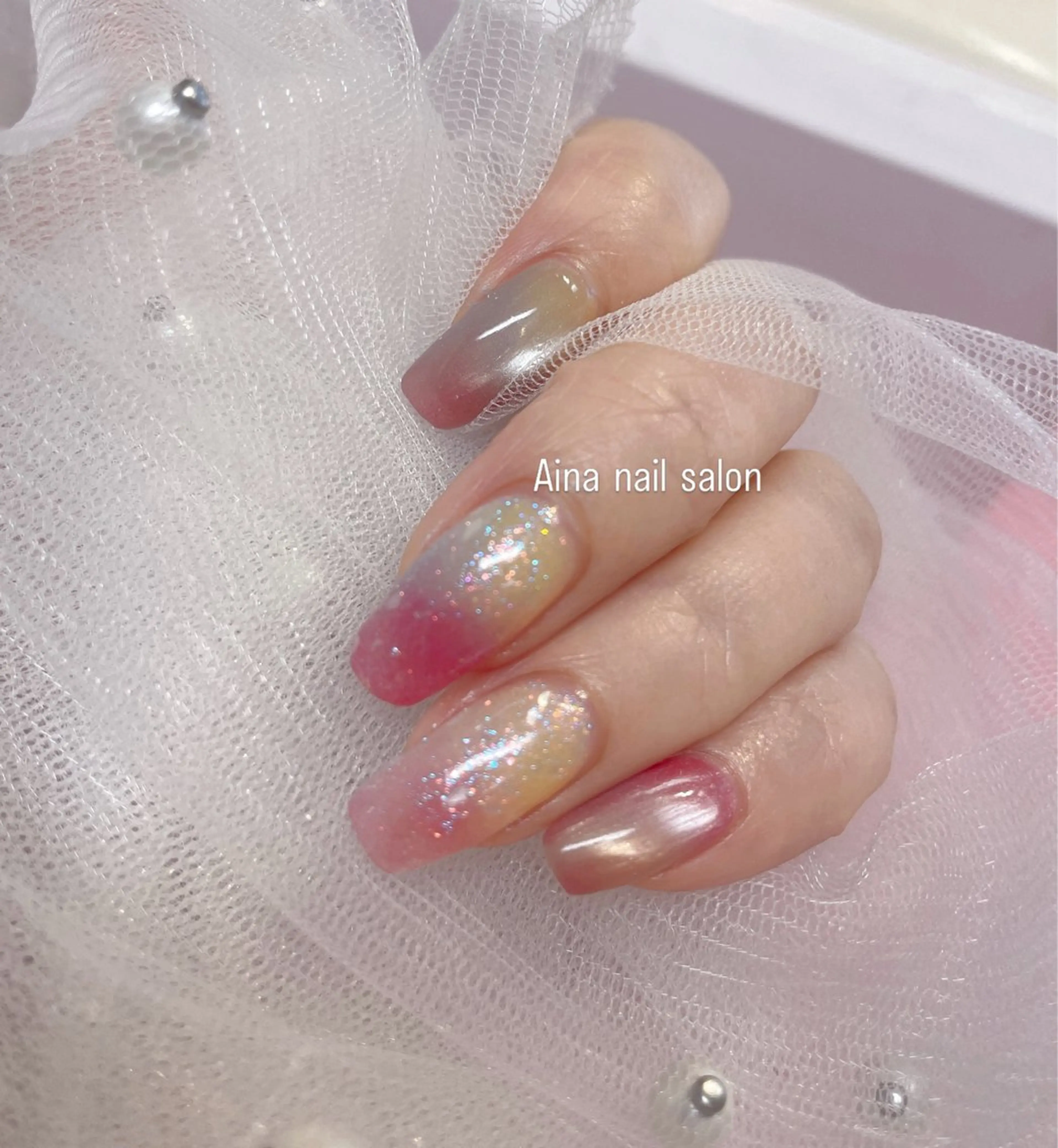 ネイル チークネイル 長さ出し フラッシュネイル フットネイル フレンチネイル ハンドネイル Aina nail salon所属・Aina nail salonのネイルデザイン