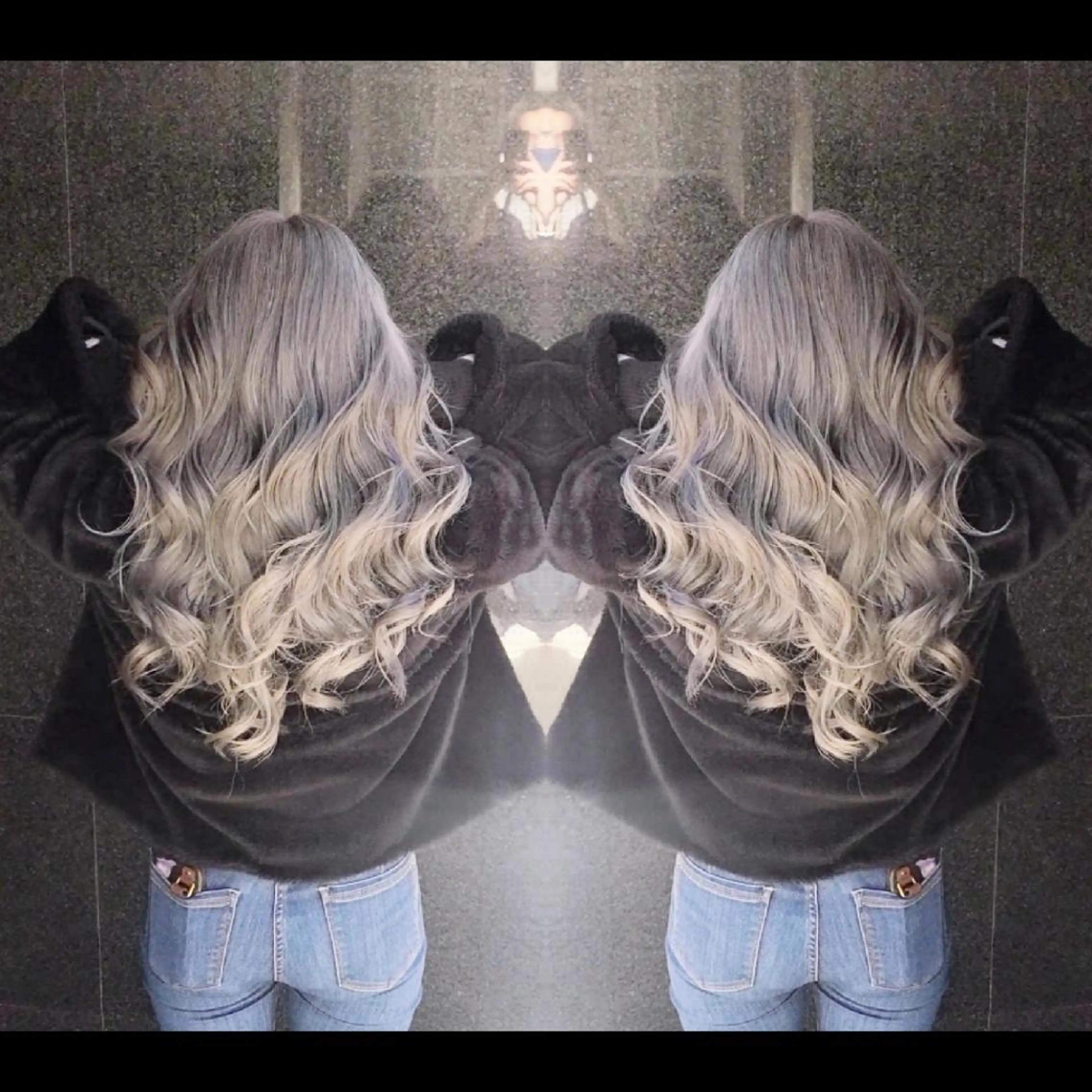 ロング カラー アッシュ アッシュグレー バレイヤージュ ベージュカラー ブリーチ ヘアカラー バレイヤージュ/ ハイライト/大内格のヘアスタイル