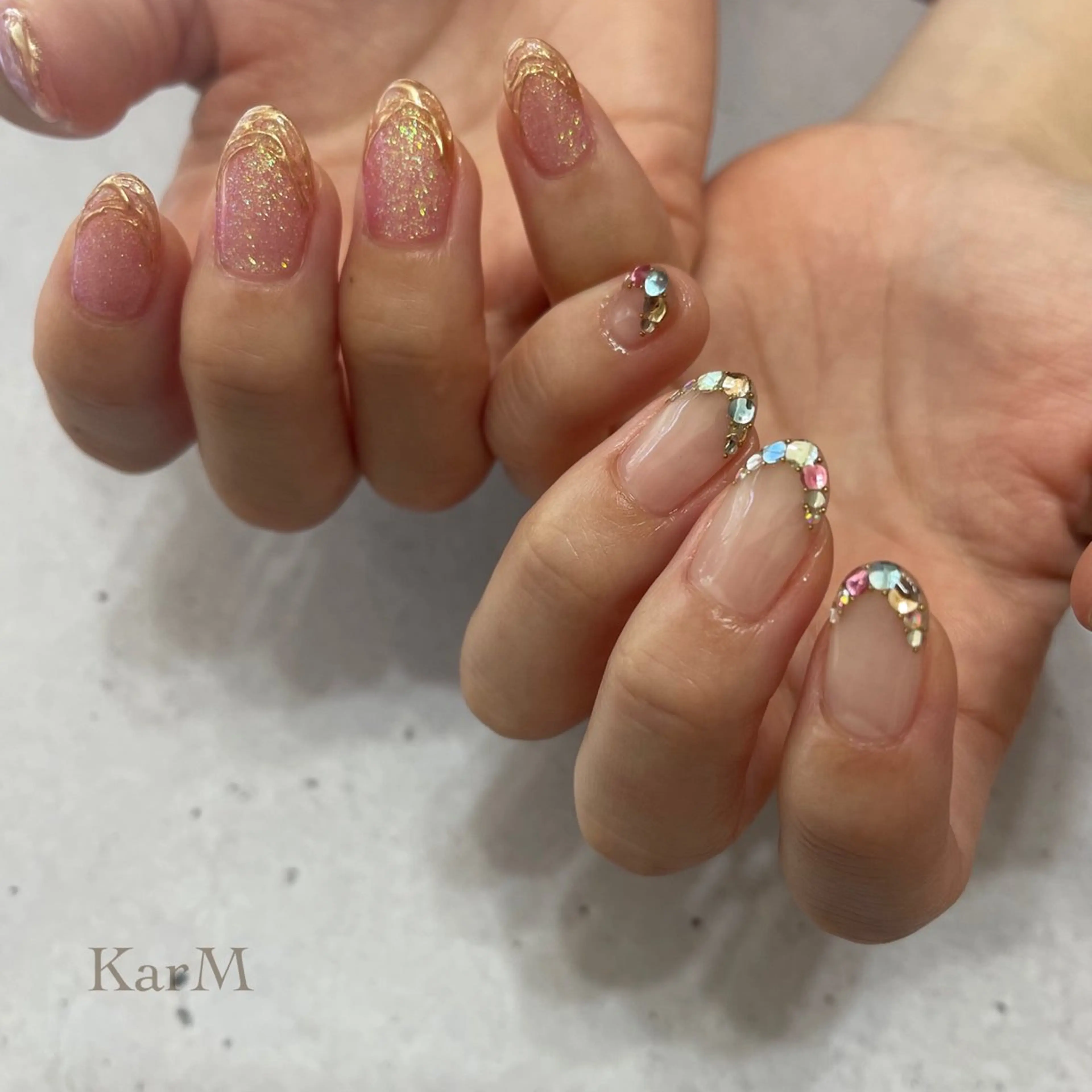 ネイル オーロラネイル チークネイル フットネイル フレンチネイル 氷ネイル・うるうるネイル ハンドネイル ogino karinのネイルデザイン