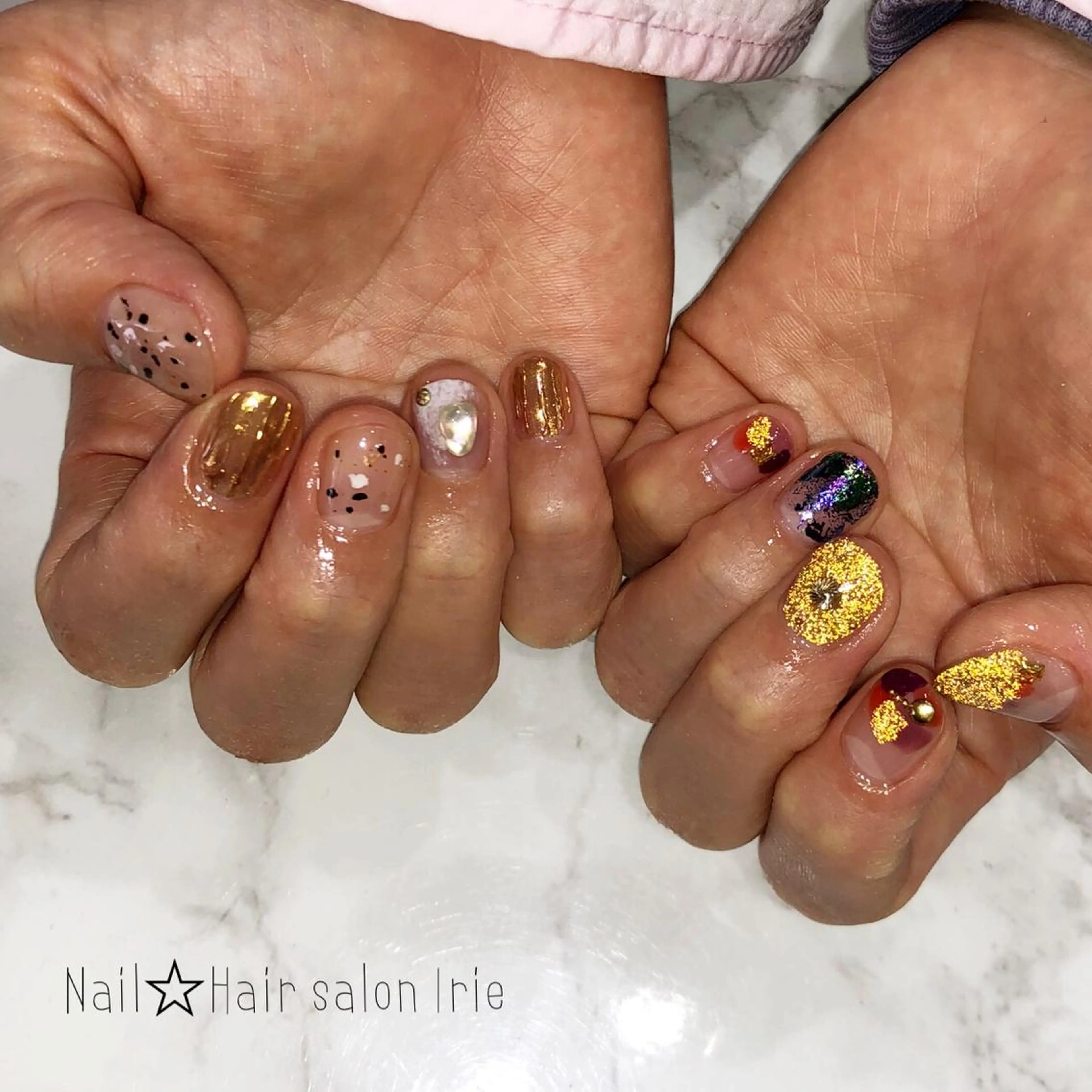 ネイル フラッシュネイル Hair salon Irie所属・與儀 知佳のネイルデザイン