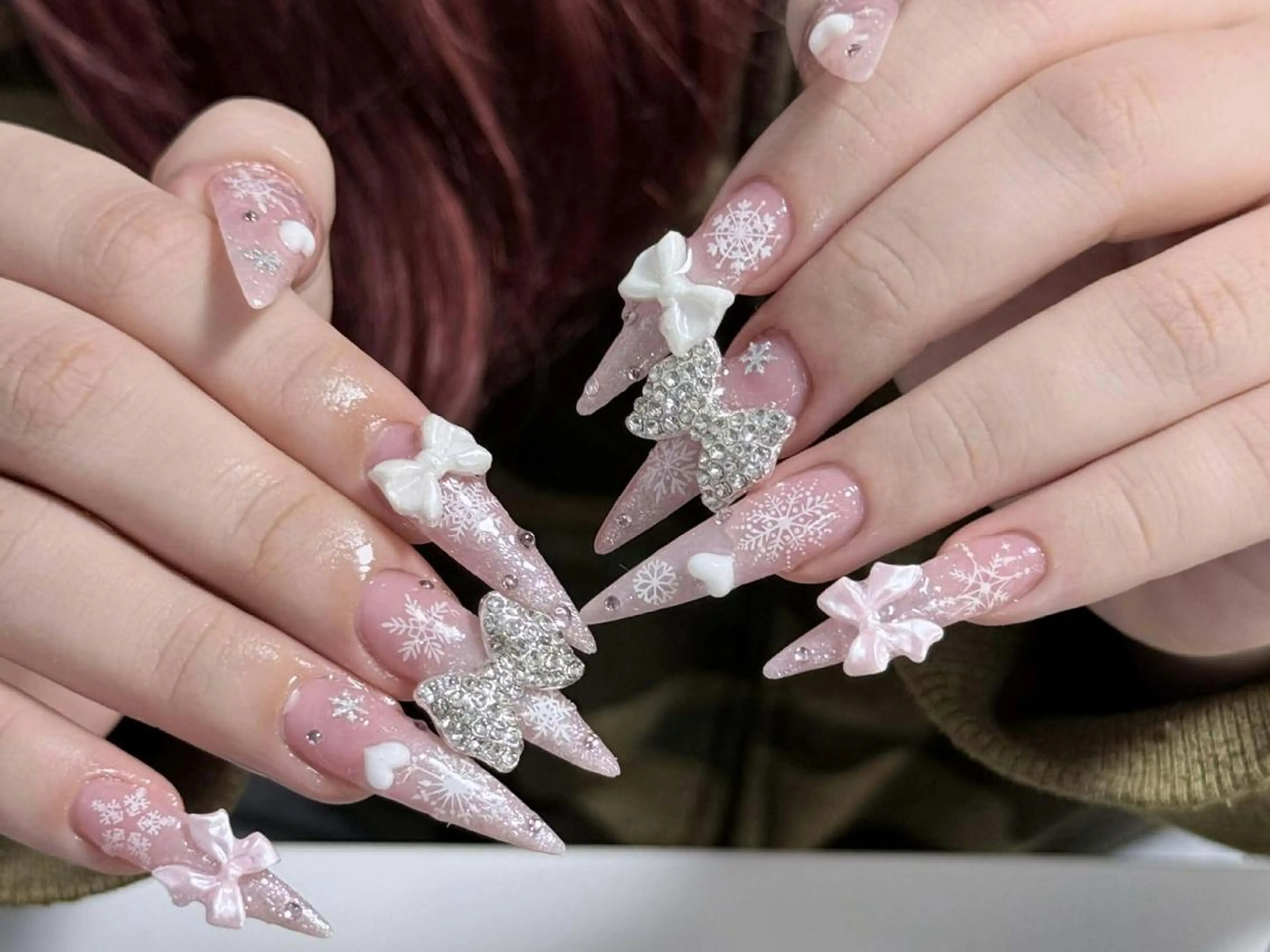 ネイル 長さ出し グラデーション 卒業式 キラキラネイル マグネットネイル YUNA Belle Nail 池袋のネイルデザイン