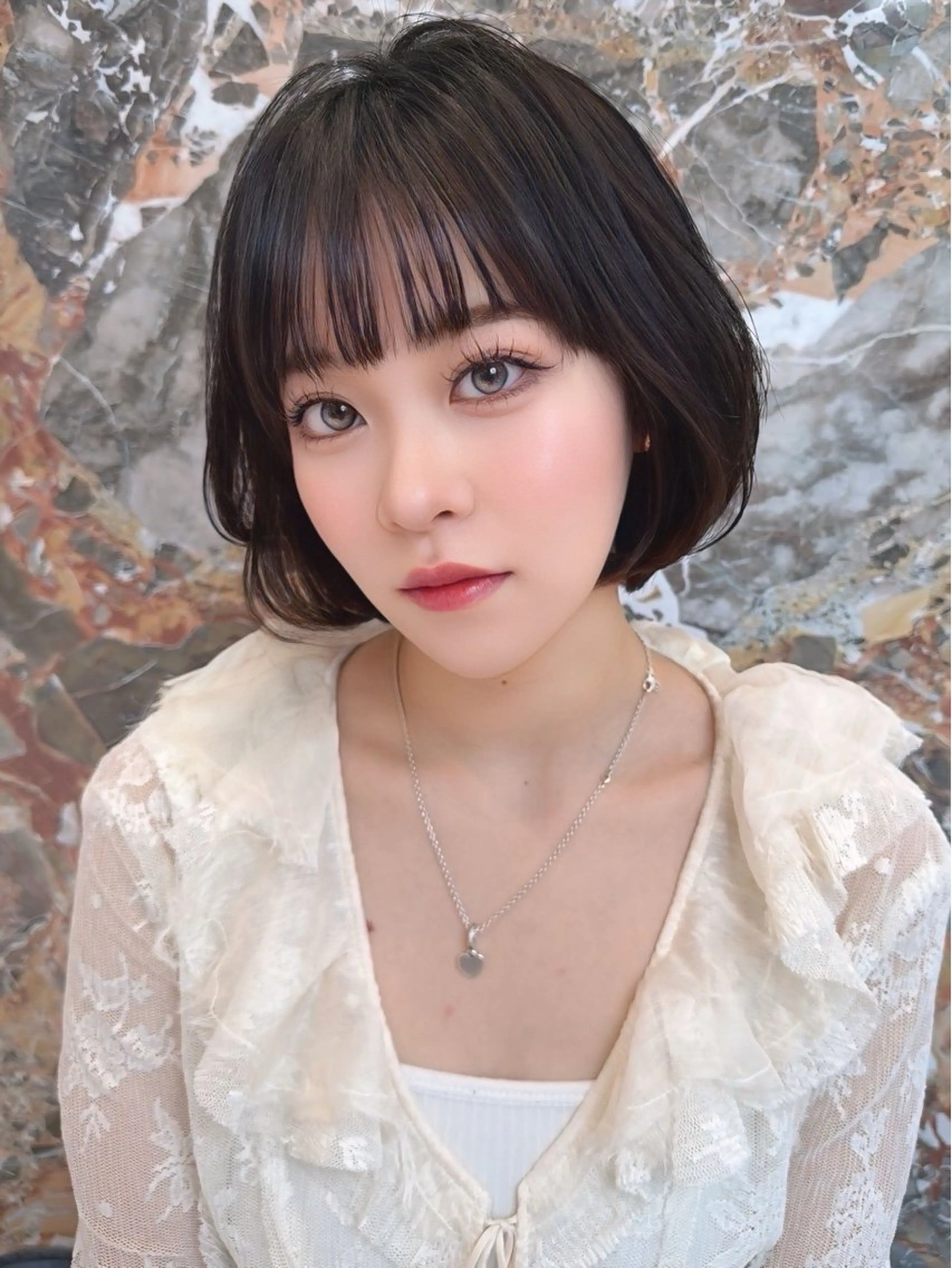 ショート カラー ボブ カット ヘアカラー SAYAKA 🍒／ボブ／暖色のヘアスタイル