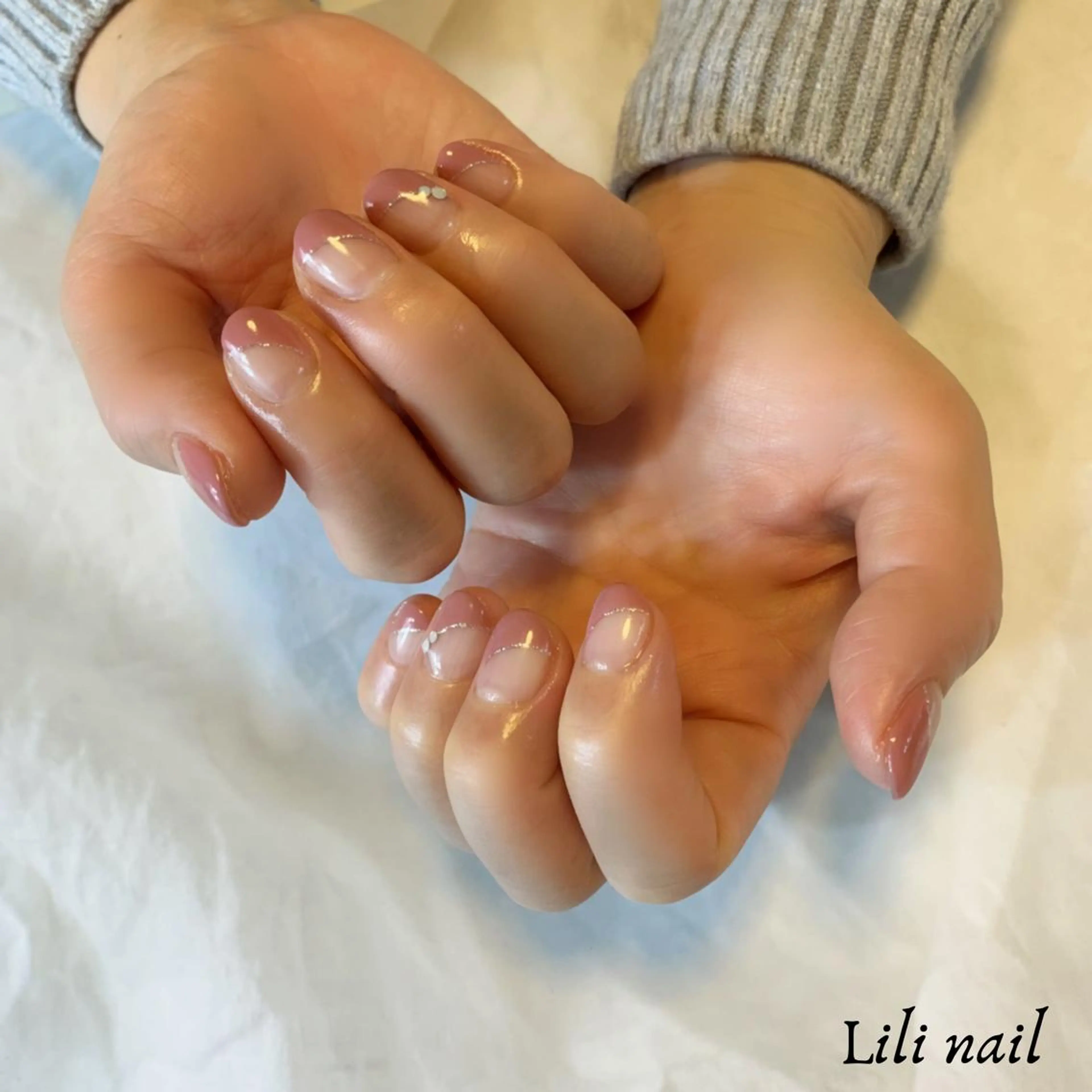 ネイル フレンチネイル 斜めフレンチ 春ネイル ハンドネイル Lilibeauty salonのネイルデザイン