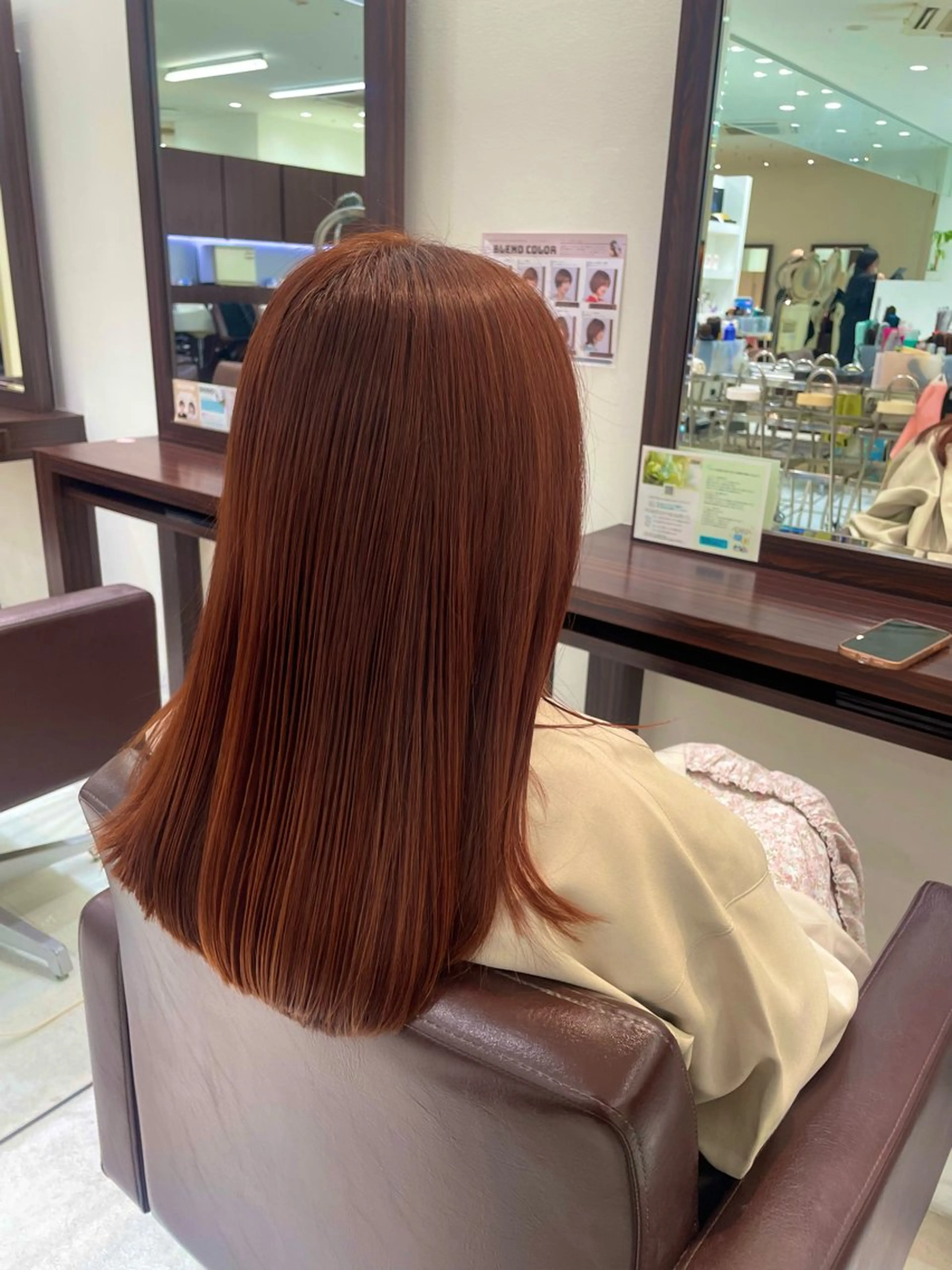 ミディアム カラー ブリーチ ブラウンカラー ブリーチなしカラー オレンジ オレンジブラウン TAYA千葉そごう店所属・【千葉駅南口歩1分】 MAKAのヘアスタイル