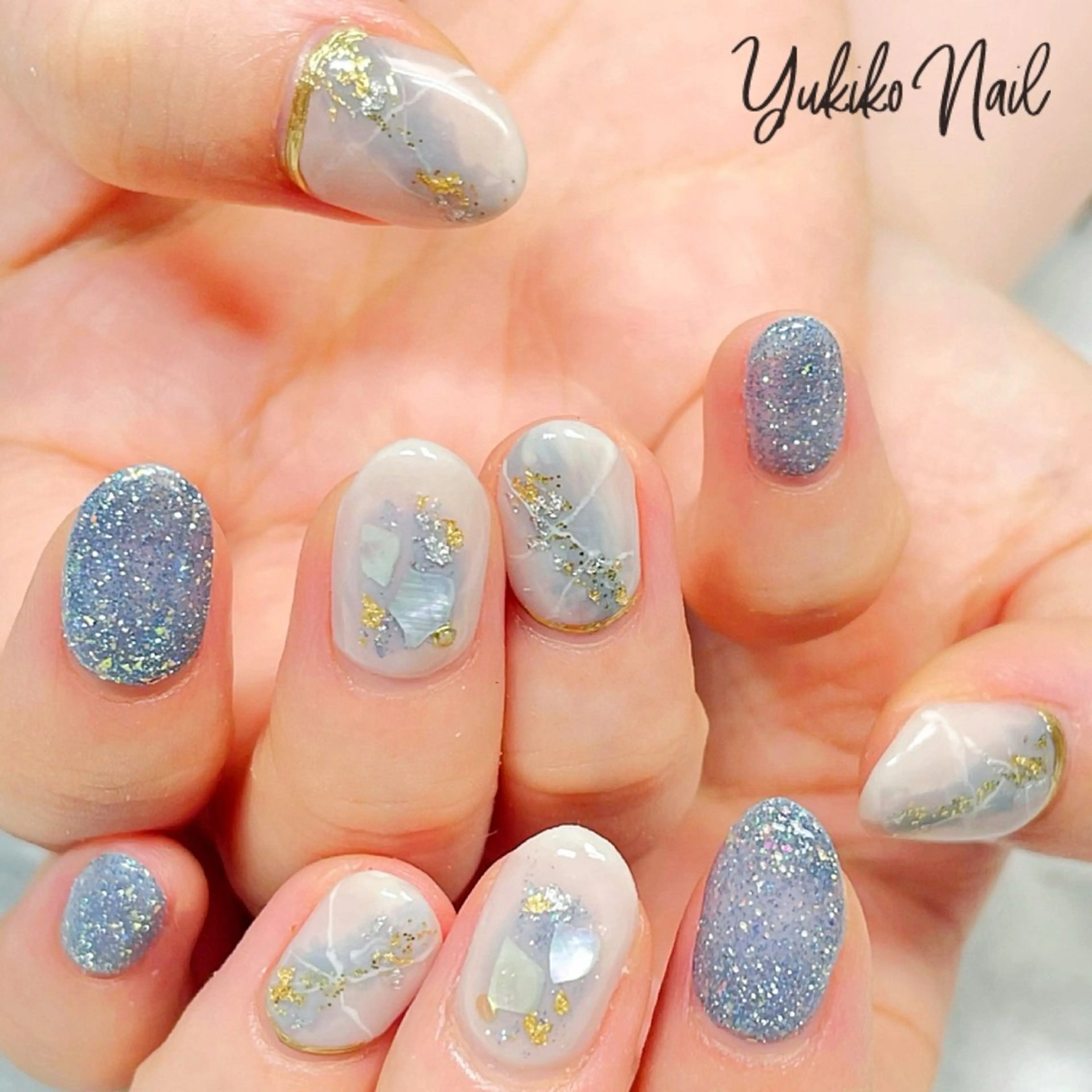 ネイル フラッシュネイル キラキラネイル マグネットネイル 大理石ネイル(マーブル) ニュアンスネイル ハンドネイル ユキコ ネイルのネイルデザイン