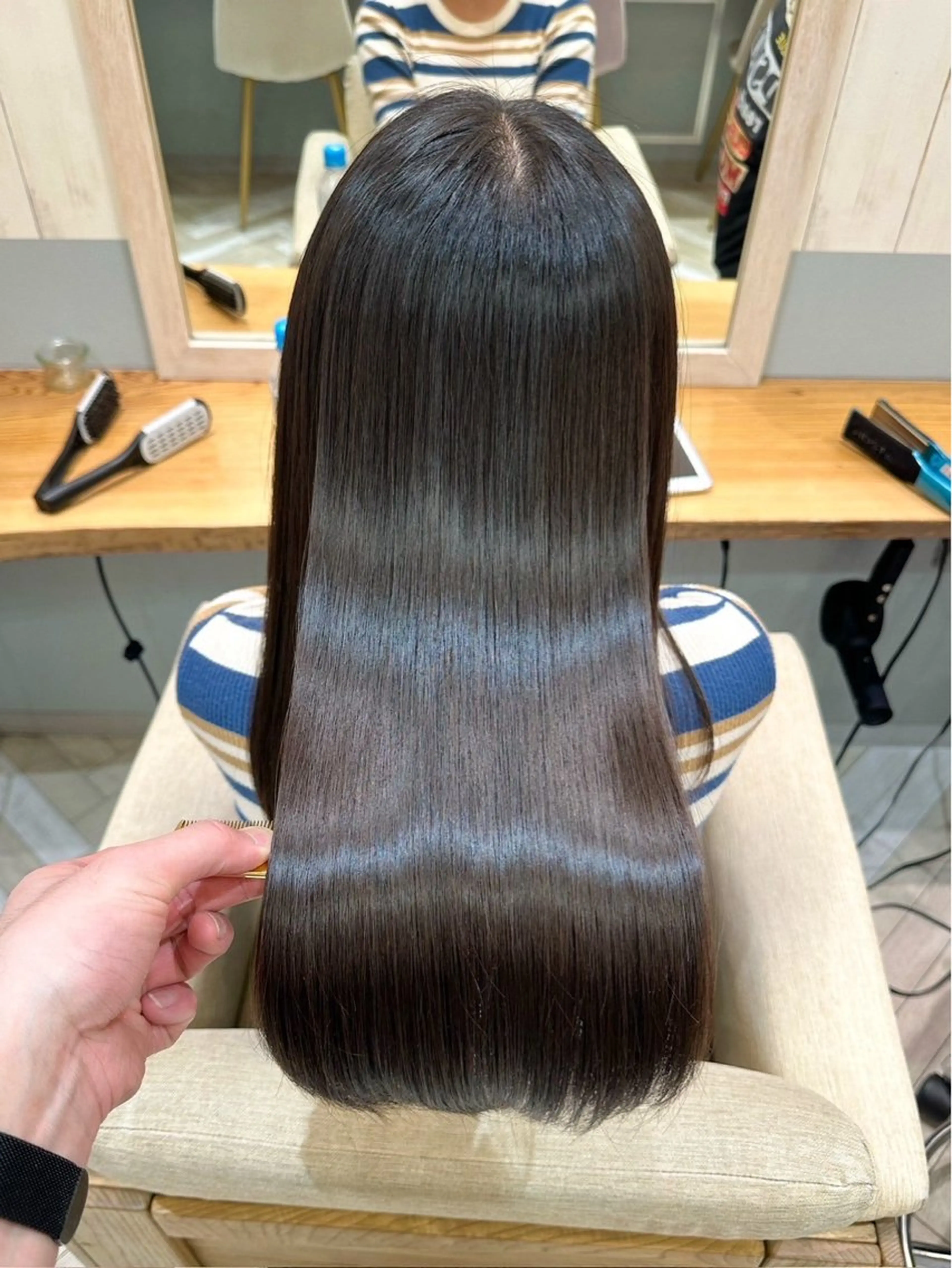 ロング カラー パーマ 縮毛矯正 絶対垢抜けレイヤー/ 透明感カラーリョウヤのヘアスタイル