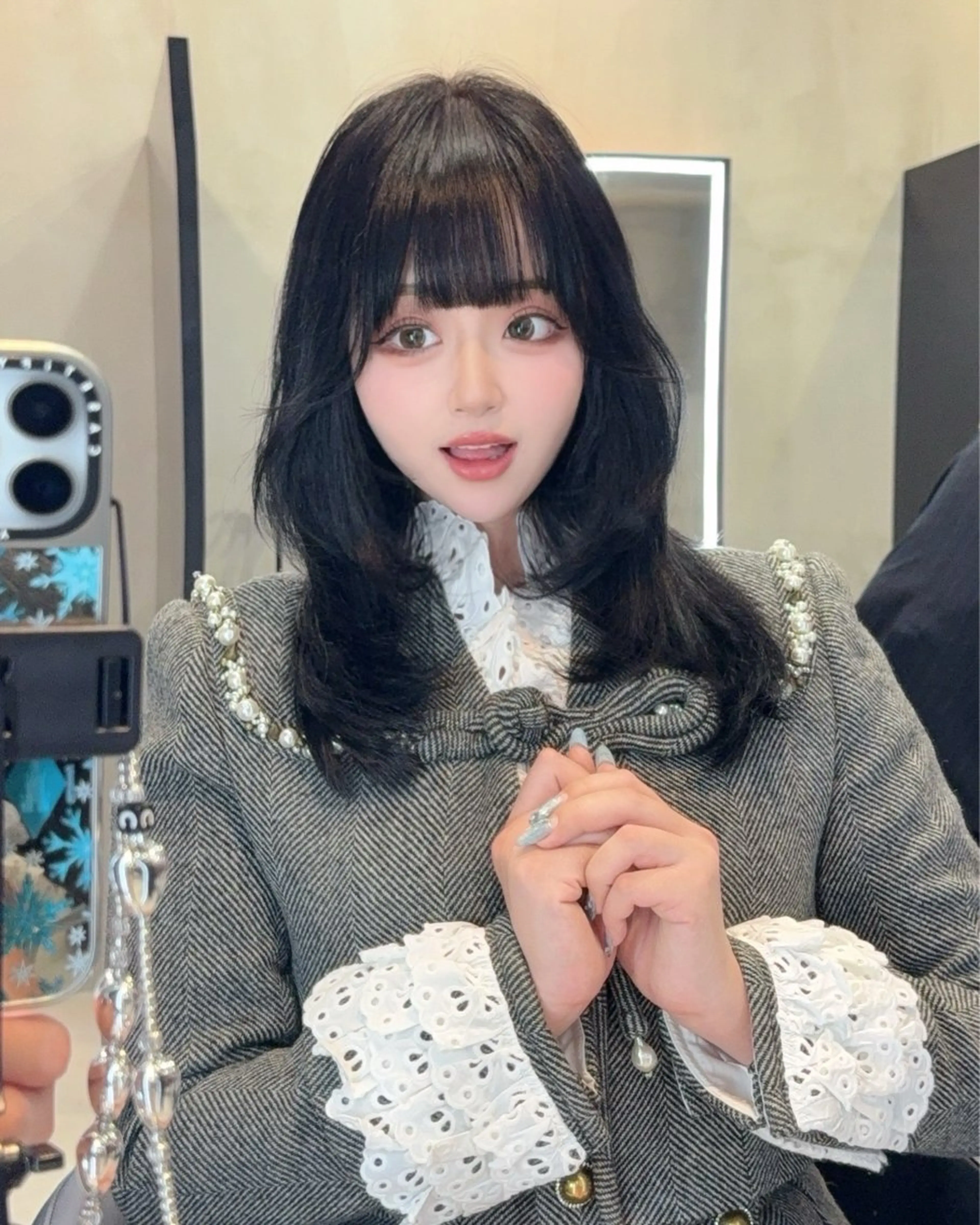 セミロング カット ヘアカラー 韓国✖️網紅🖤 パーマYURIYAのヘアスタイル