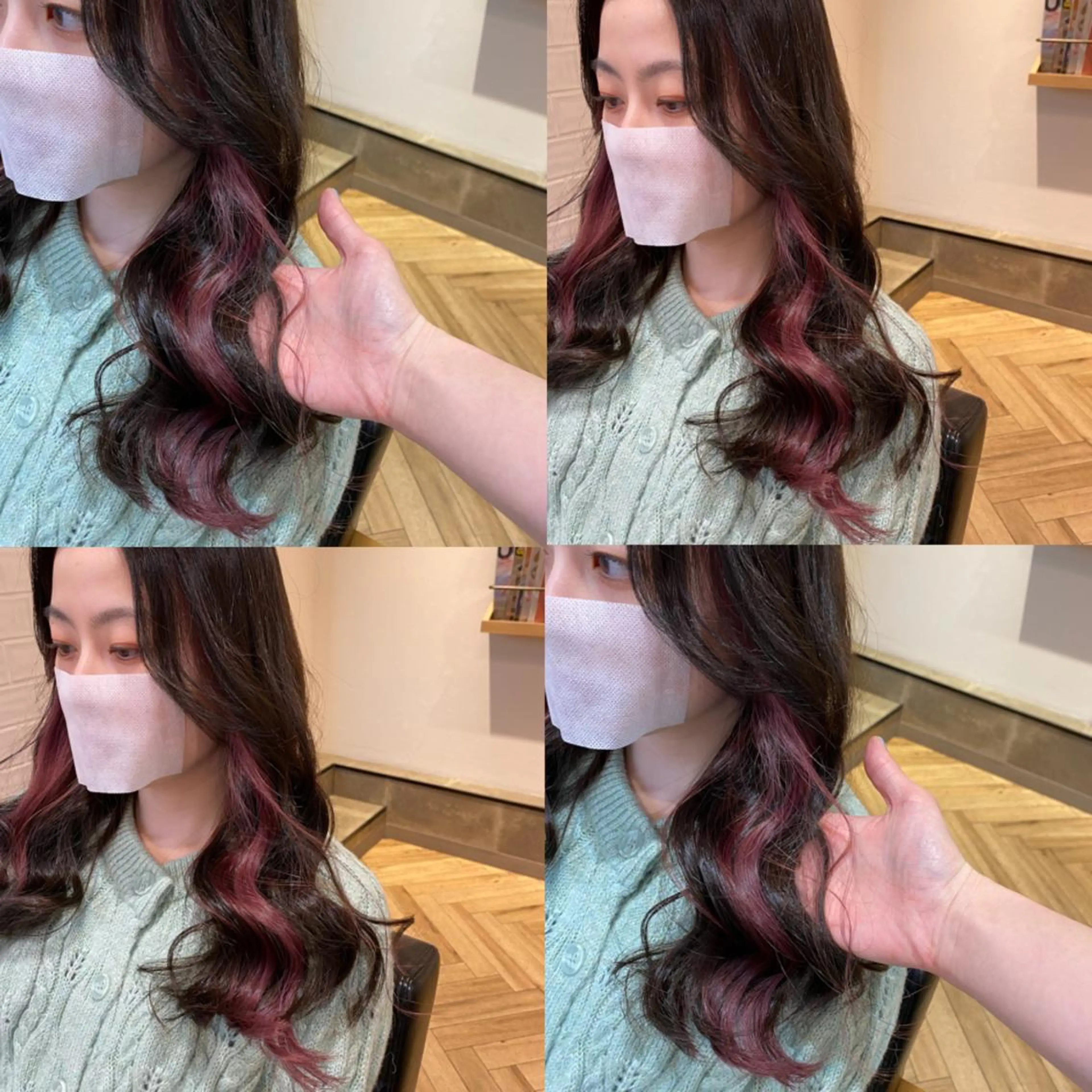 ロング カラー イヤリングカラー ピンクカラー 艶カラー/韓国顔周り 🎀mamiのヘアスタイル