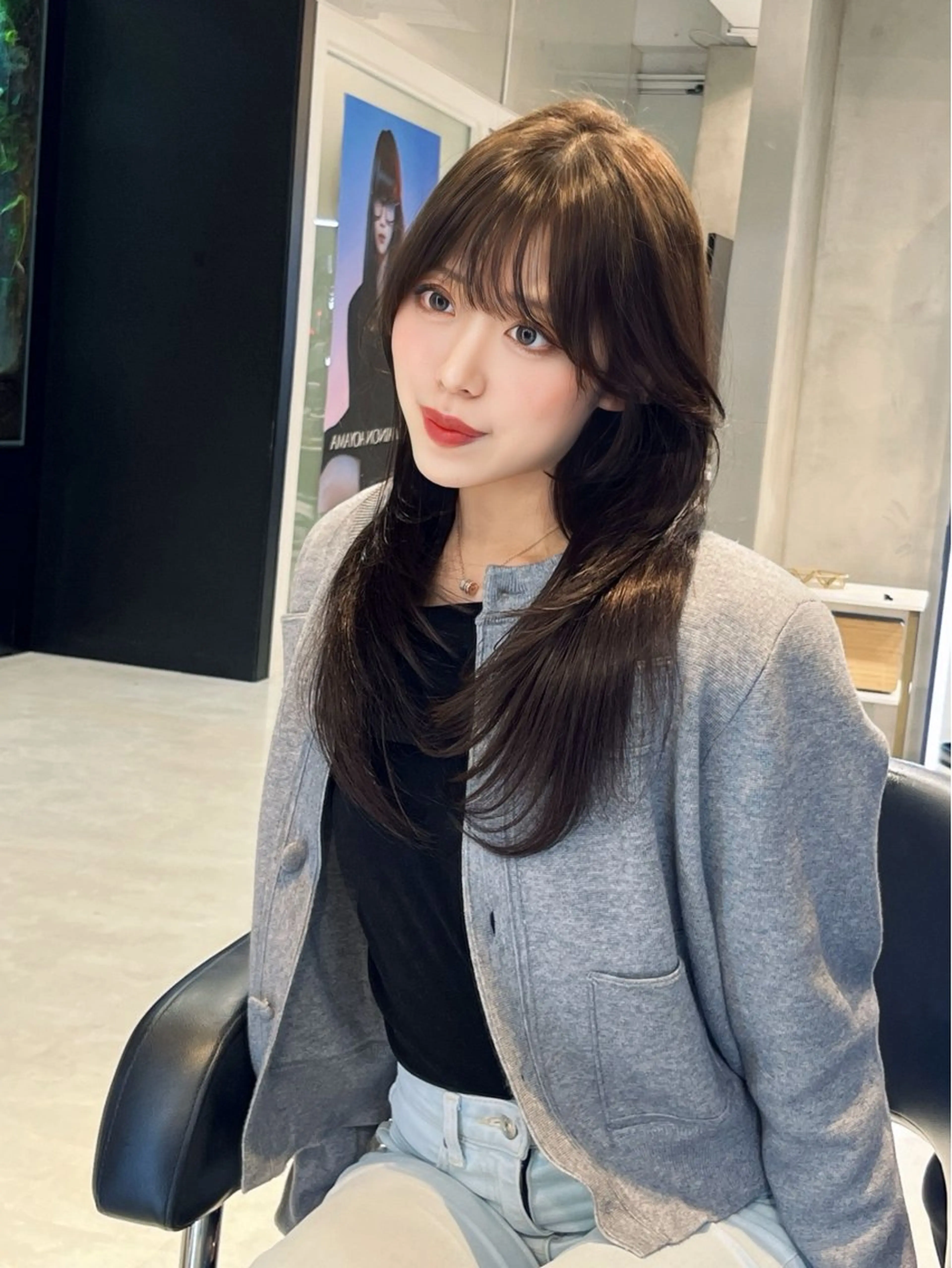 ロング カット ヘアカラー トリートメント 海野翔吾🇨🇳 ワンホンレイヤーのヘアスタイル