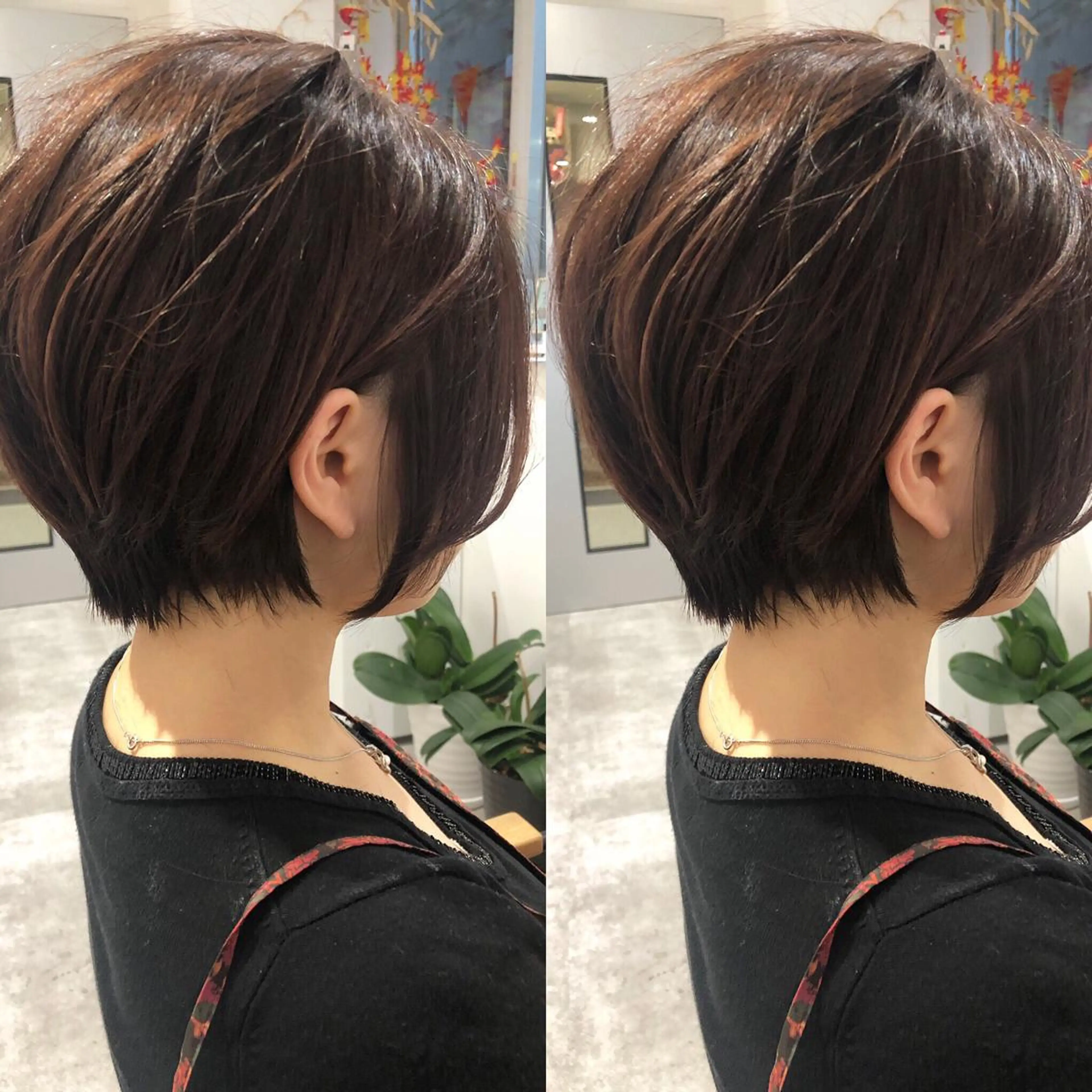 ショート くびれヘア ショートヘア ヘアカラー JILBLAN京都 ショート/ハイライトのヘアスタイル