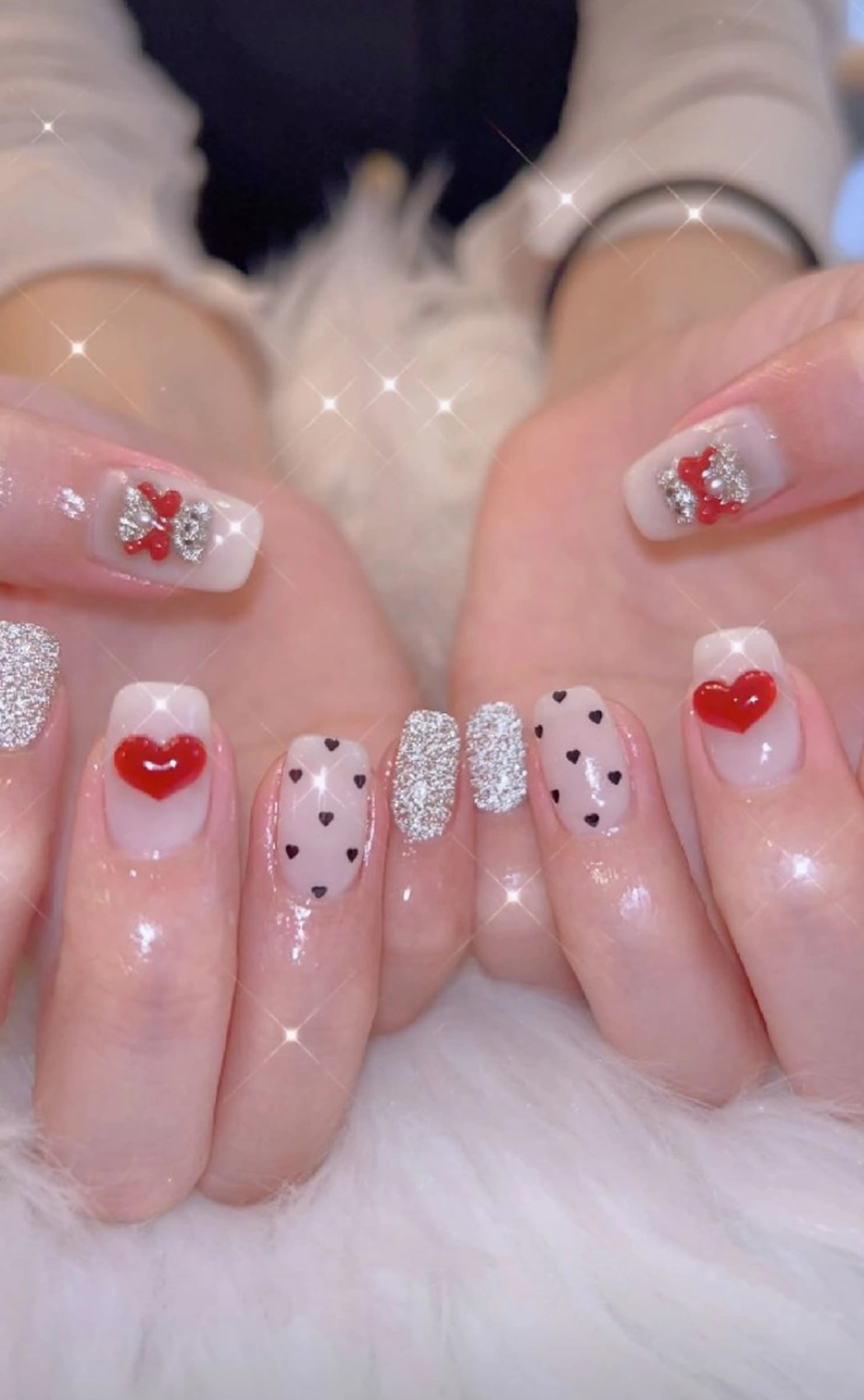 ネイル アートネイル 冬ネイル クリスマス ハンドネイル I LOVE ME  NAIL.｡.:*♡のネイルデザイン