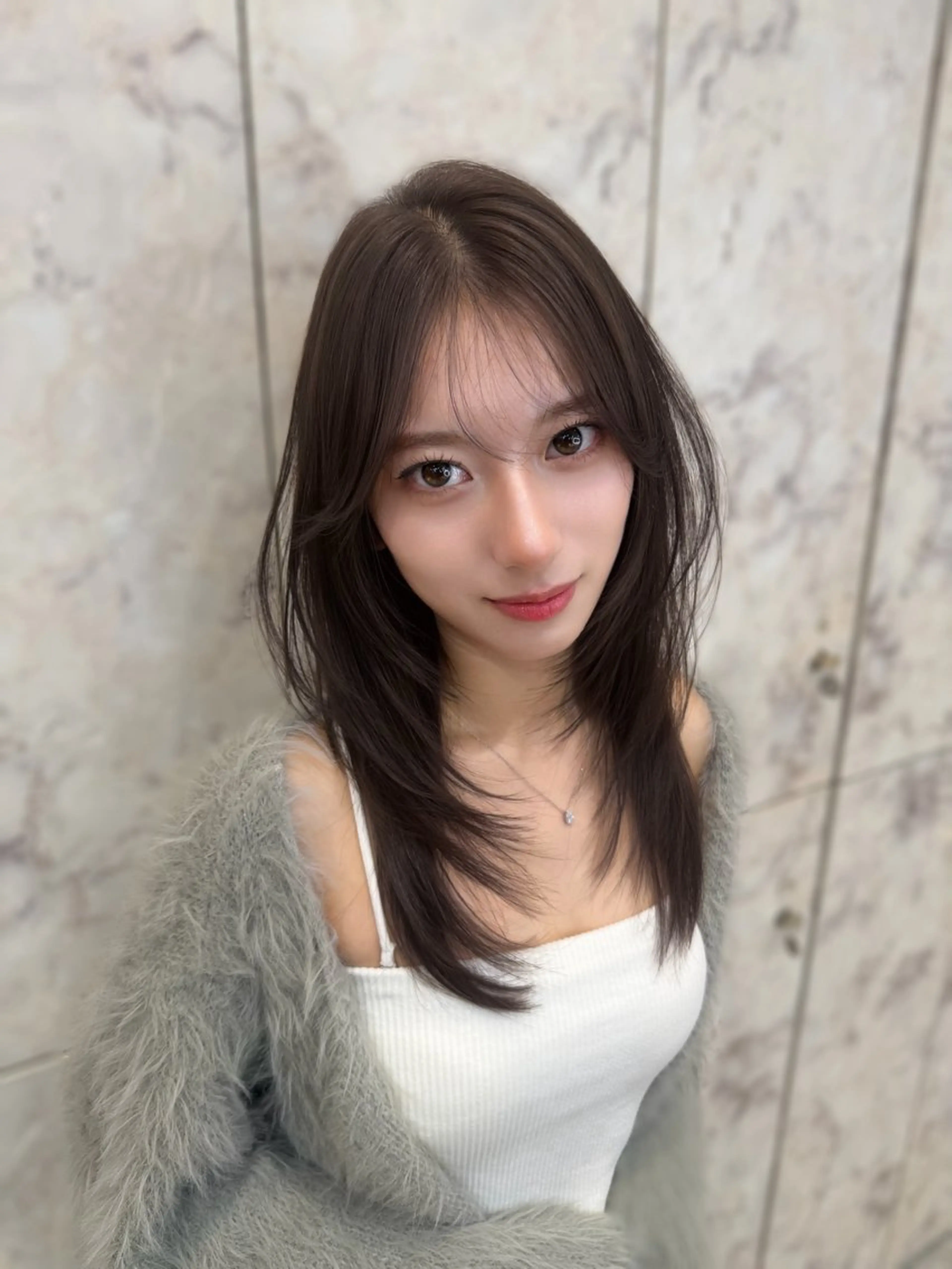 ミディアム カラー カット ヘアカラー トリートメント 新宿/韓国レイヤー 髪質改善カラー/角所のヘアスタイル