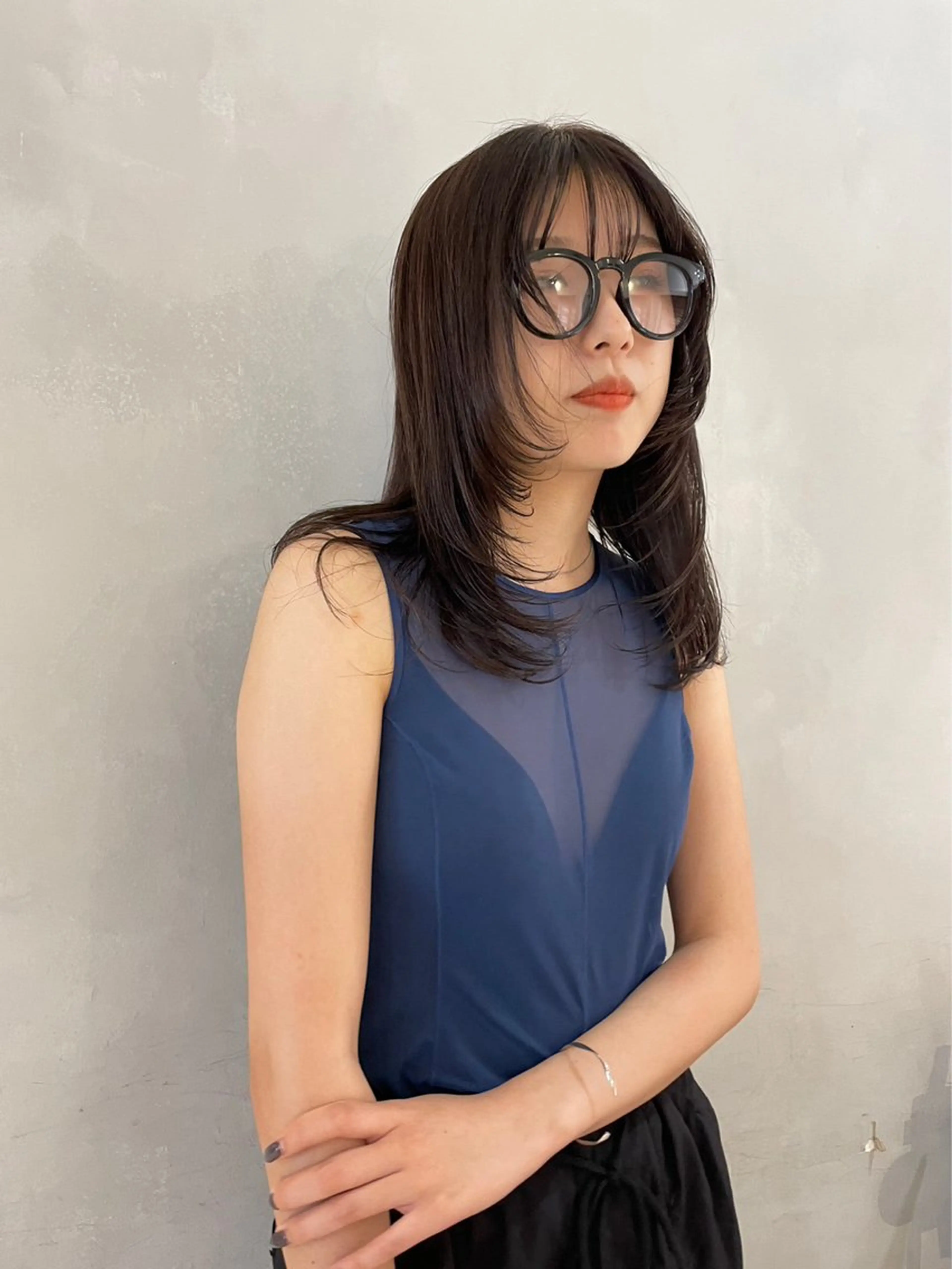 セミロング カット ヘアカラー 透明感/レイヤー/ 武士るな🌿‬のヘアスタイル