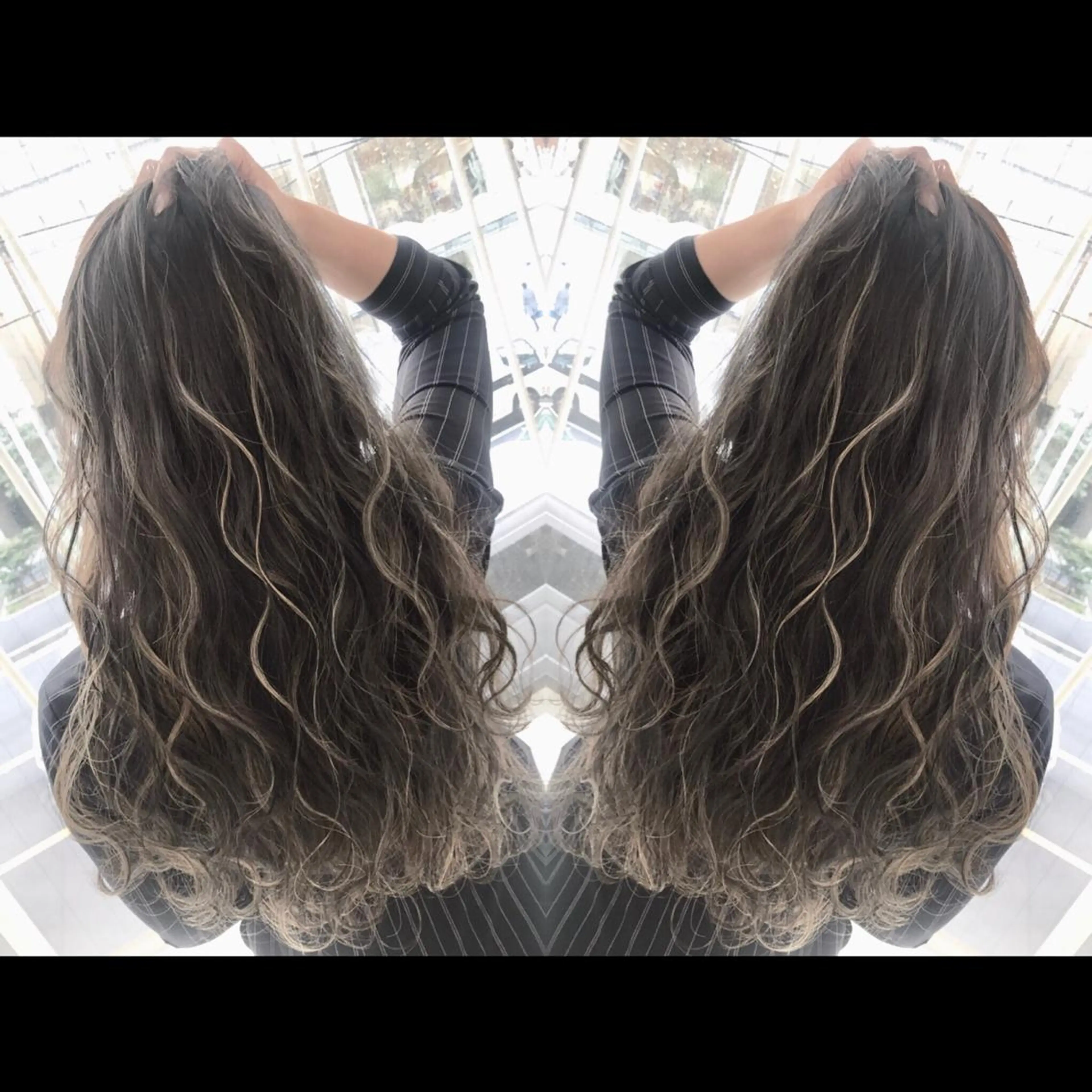 ロング カラー ブリーチ ケアブリーチ ハイライトカラー ハイライト LAS 代表 ナガカワ コウヘイのヘアスタイル